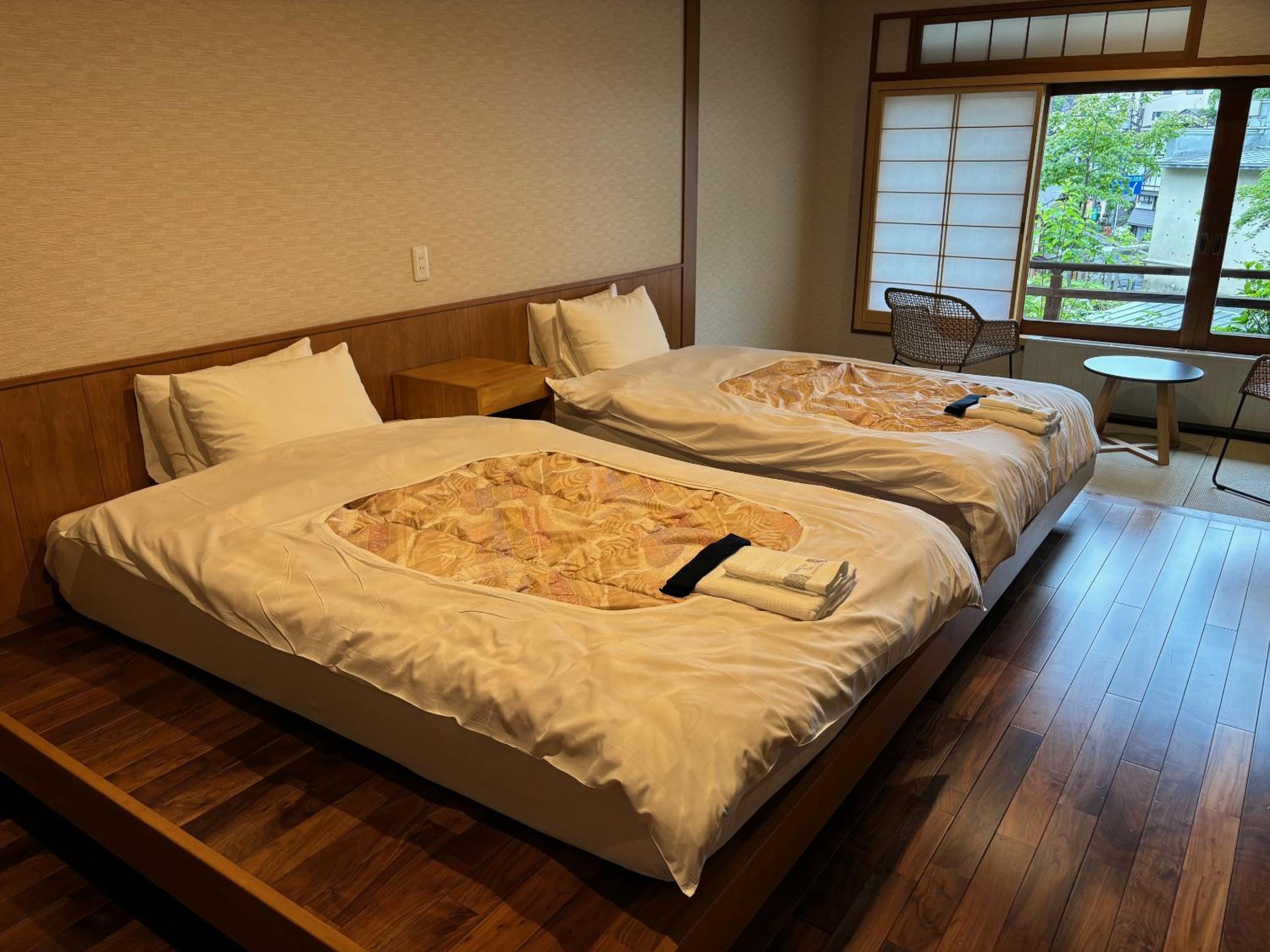 Japanese Twin Room with Wooden Flooring - No Bath, No Shower