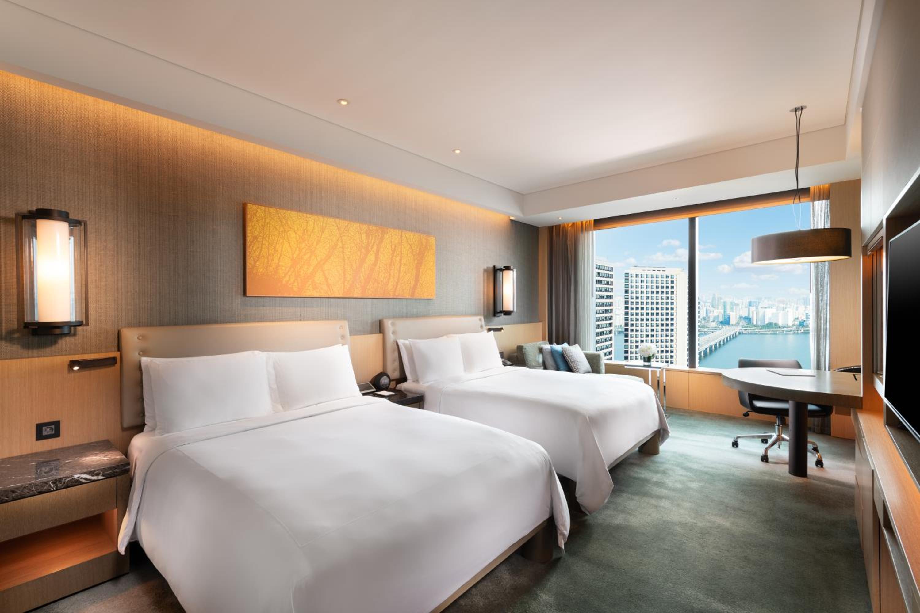 Deluxe Queen Room with Two Queen Beds - City and River View