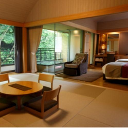 Twin Room with Tatami Area with Open-Air Bath -MUSUBI