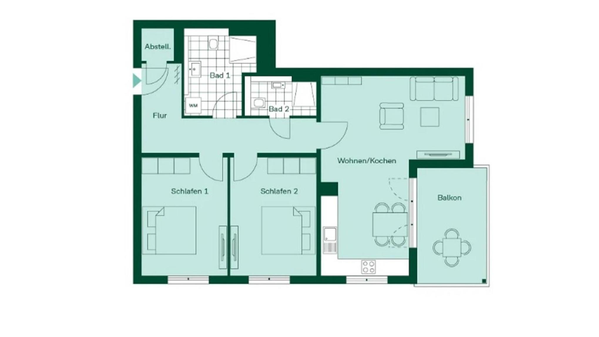 Two-Bedroom Apartment with Balcony photo 2
