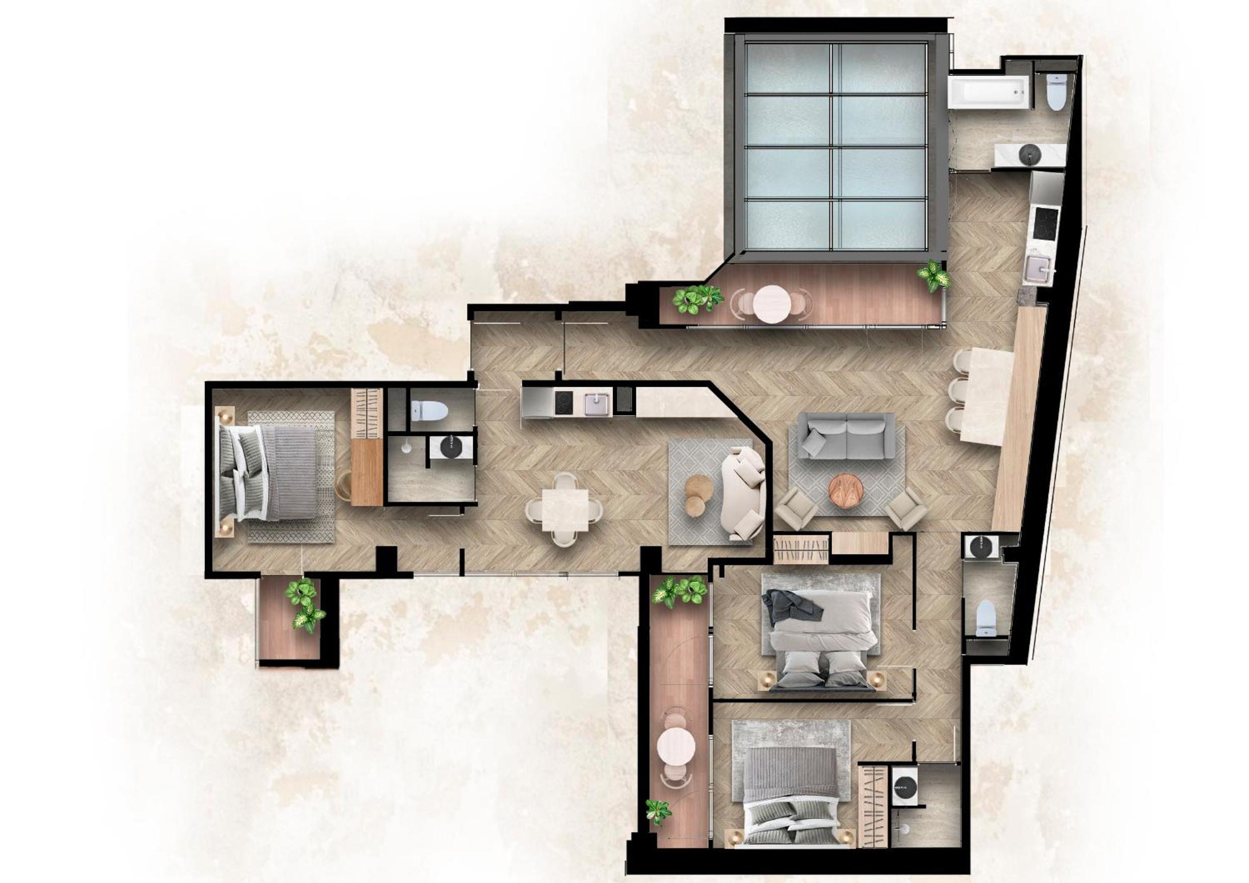 Three-Bedroom Apartment
