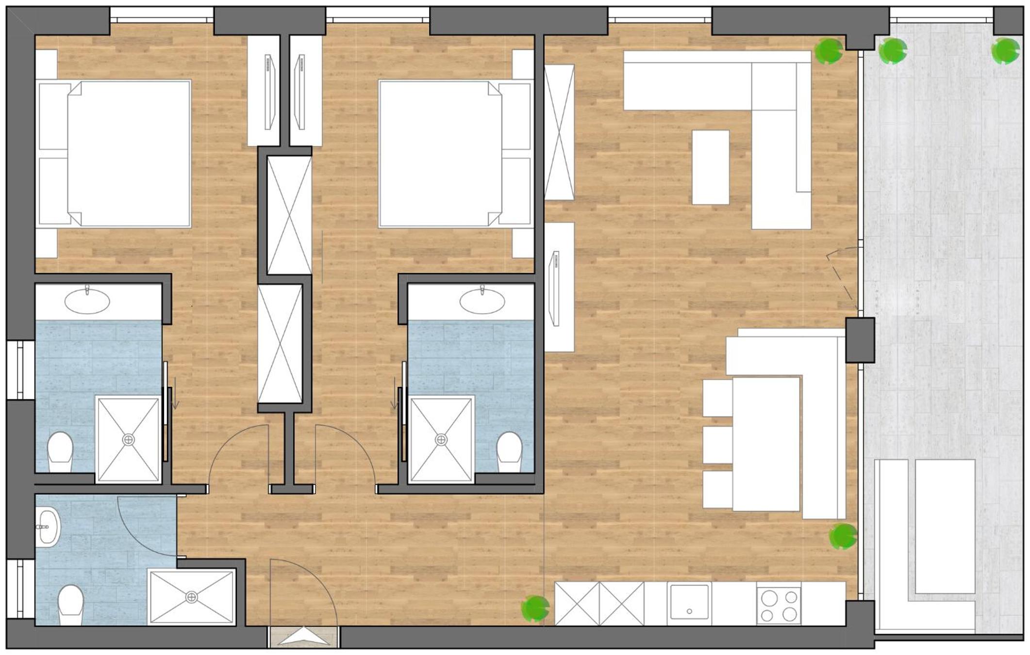 Two-Bedroom Apartment with Balcony photo 2