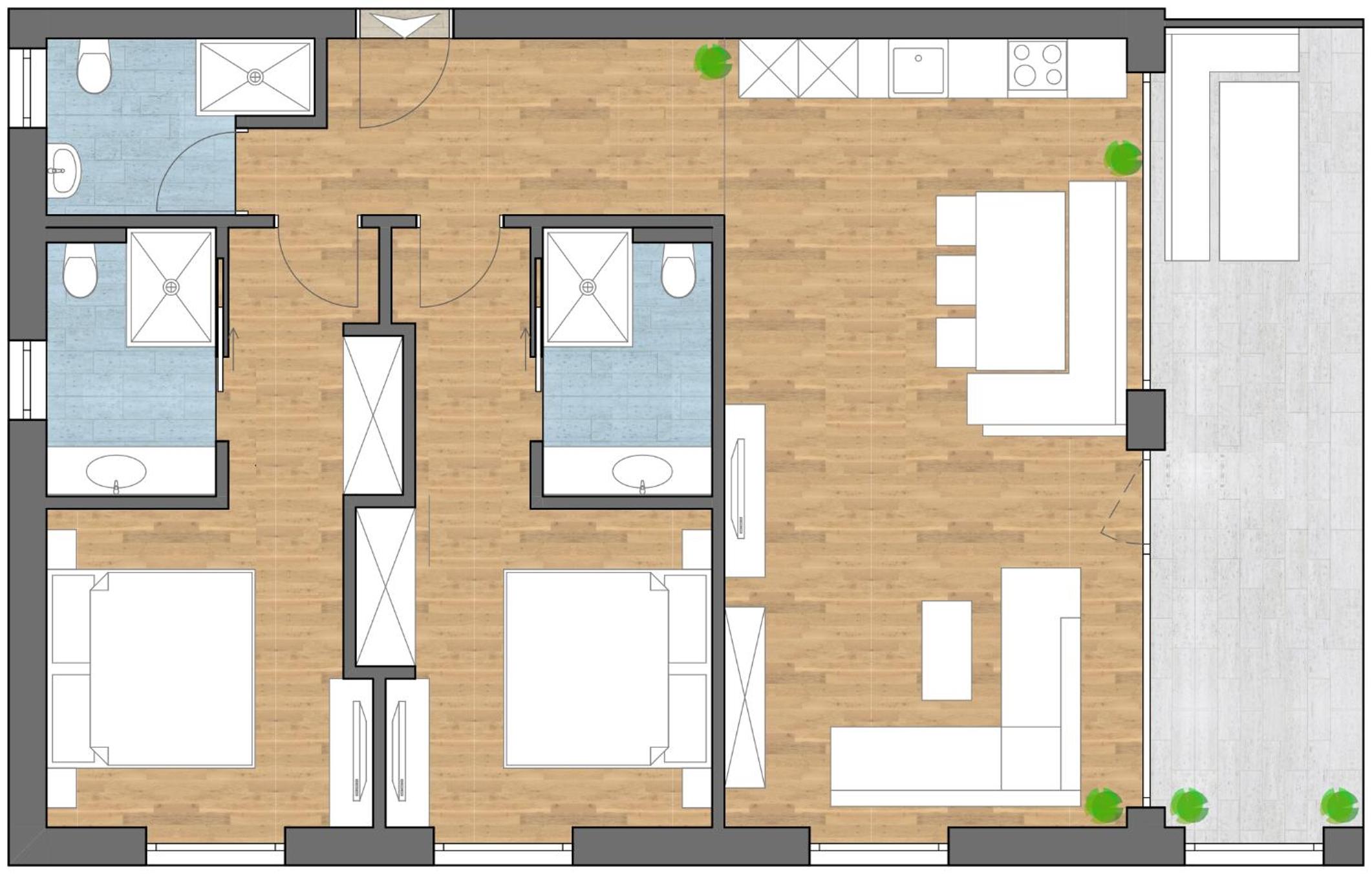 Two-Bedroom Apartment with Garden Terrace photo 3