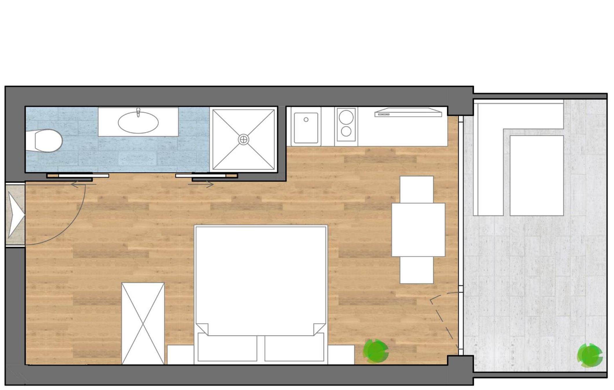 One-Beedroom Studio with Balcony photo 3