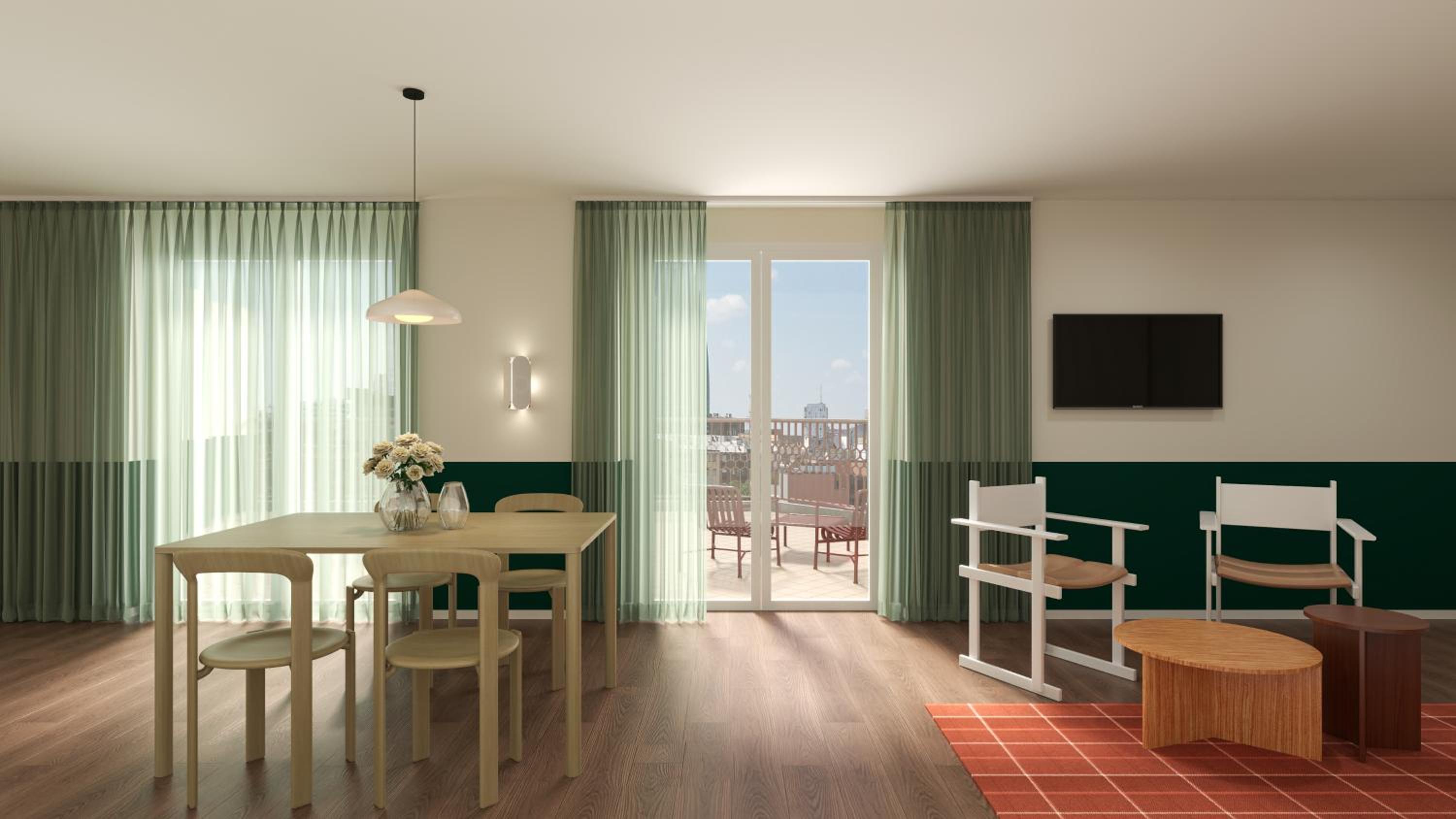 Extra Large 1 Bedroom Apartment with Terrace and Sofa Bed