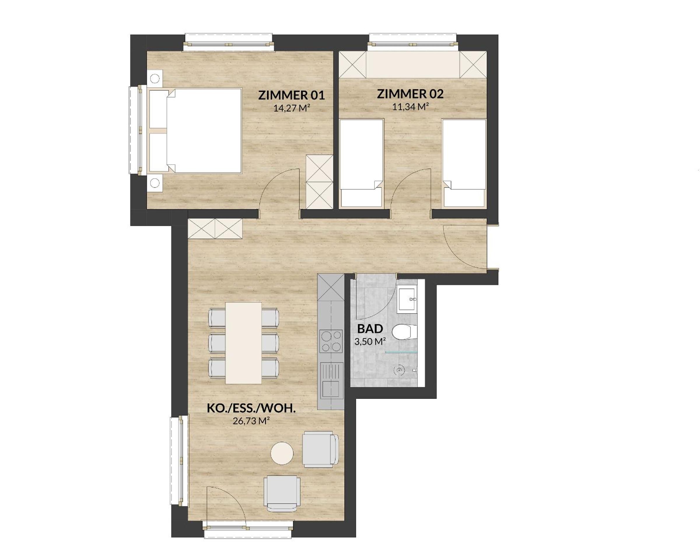 Two-Bedroom Apartment with Terrace