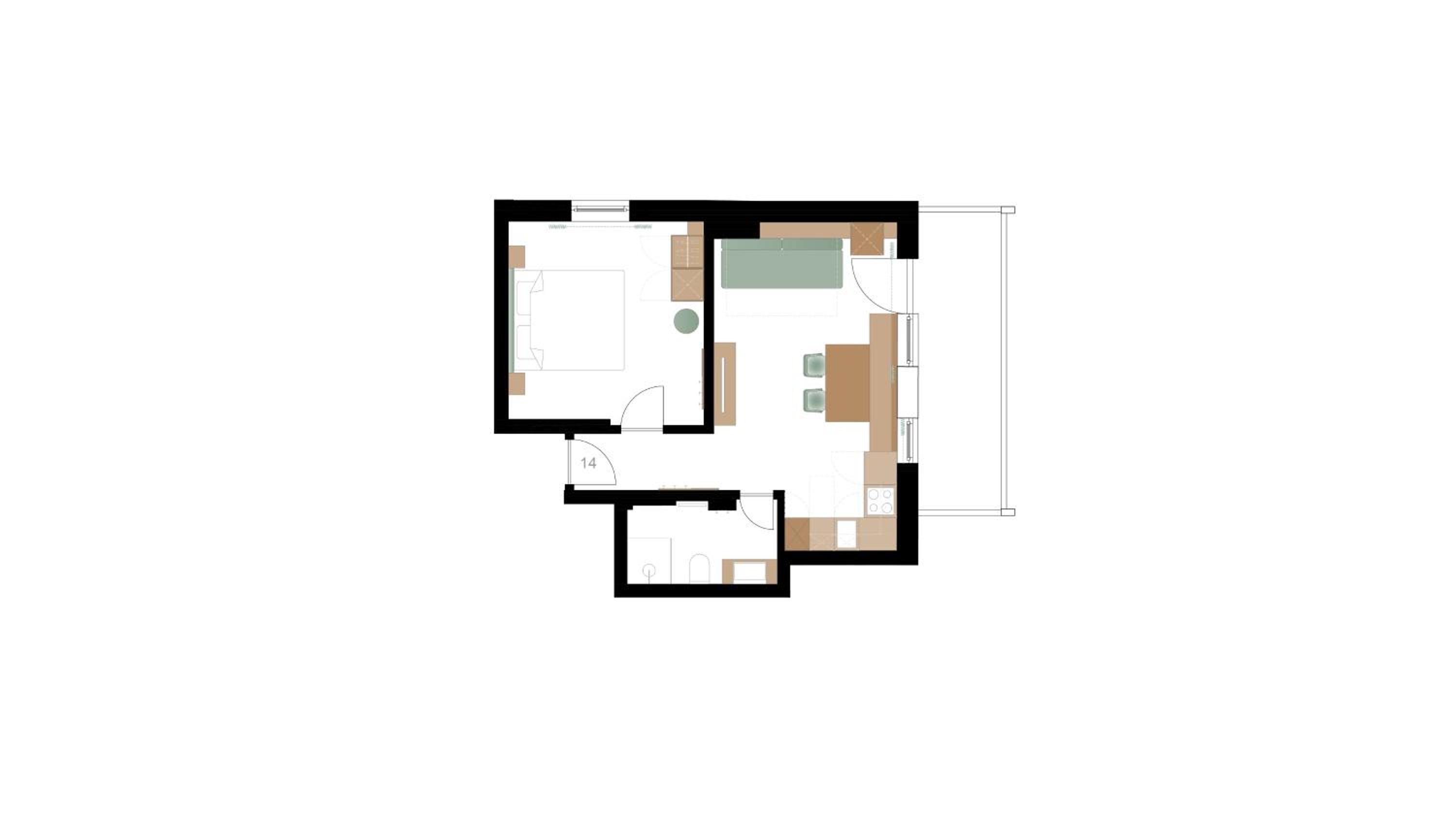 One-Bedroom Apartment with Balcony and Mountain View