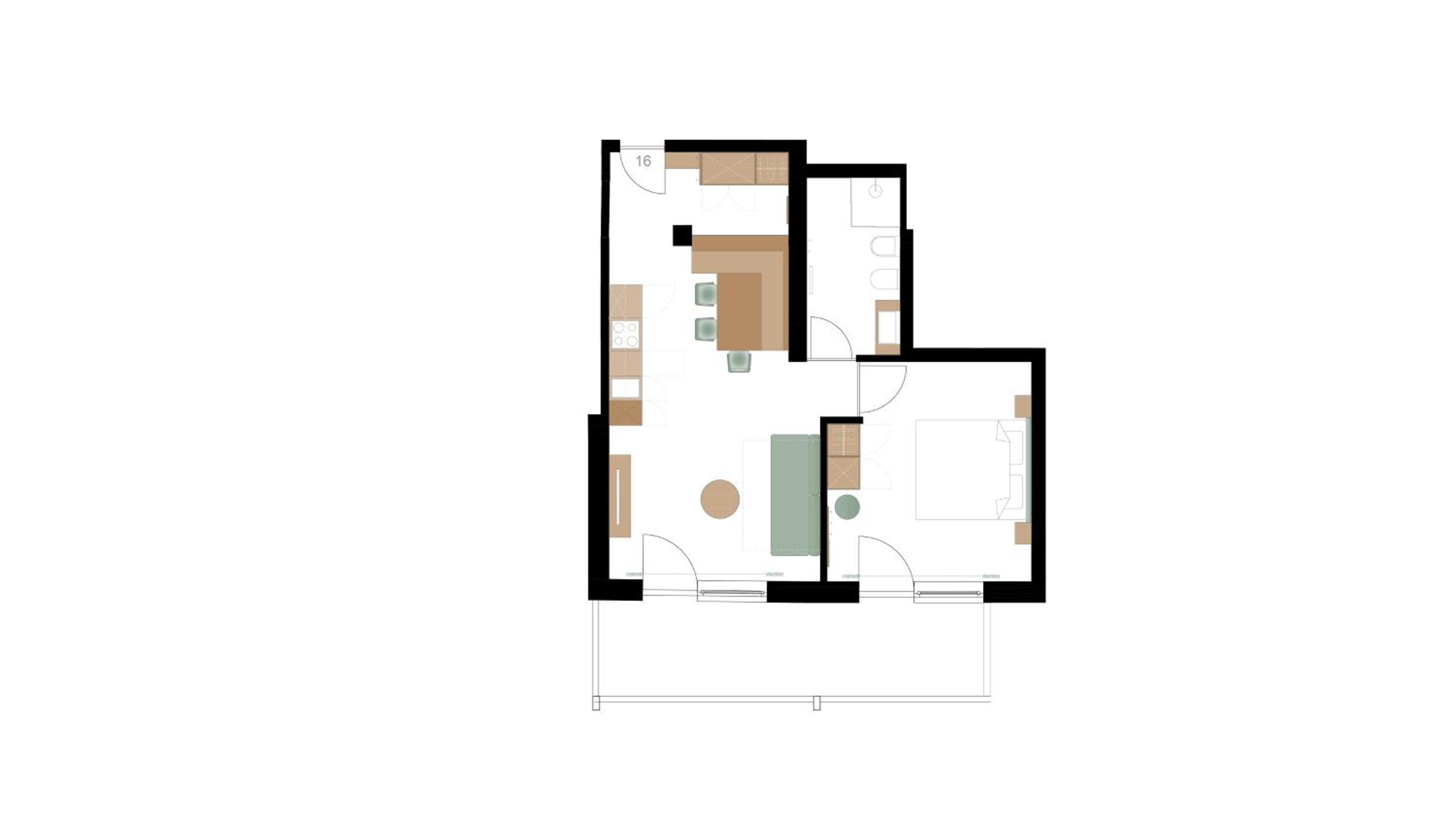 One-Bedroom Apartment with Balcony and Mountain View
