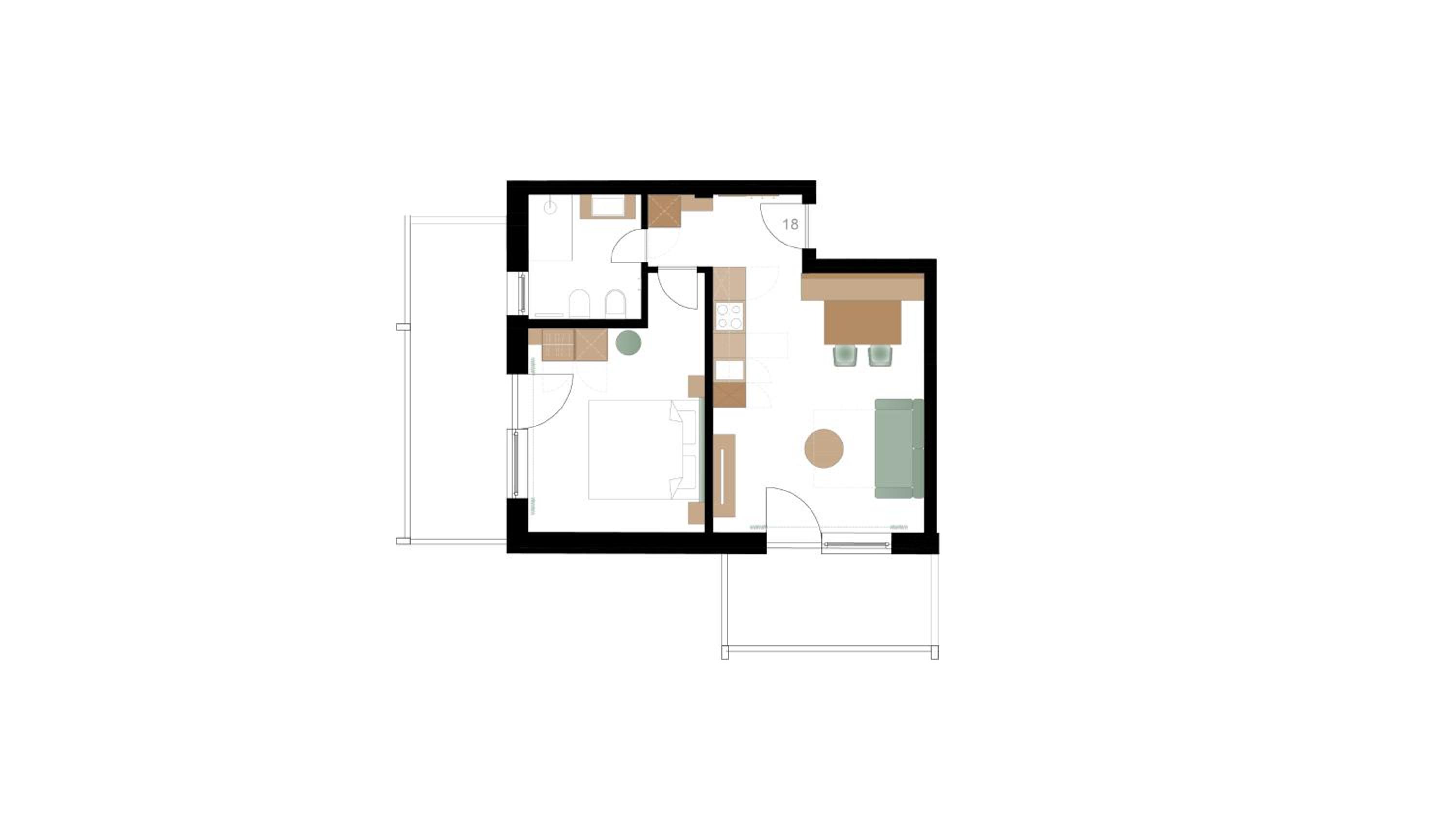 One-Bedroom Apartment with Balcony and Mountain View