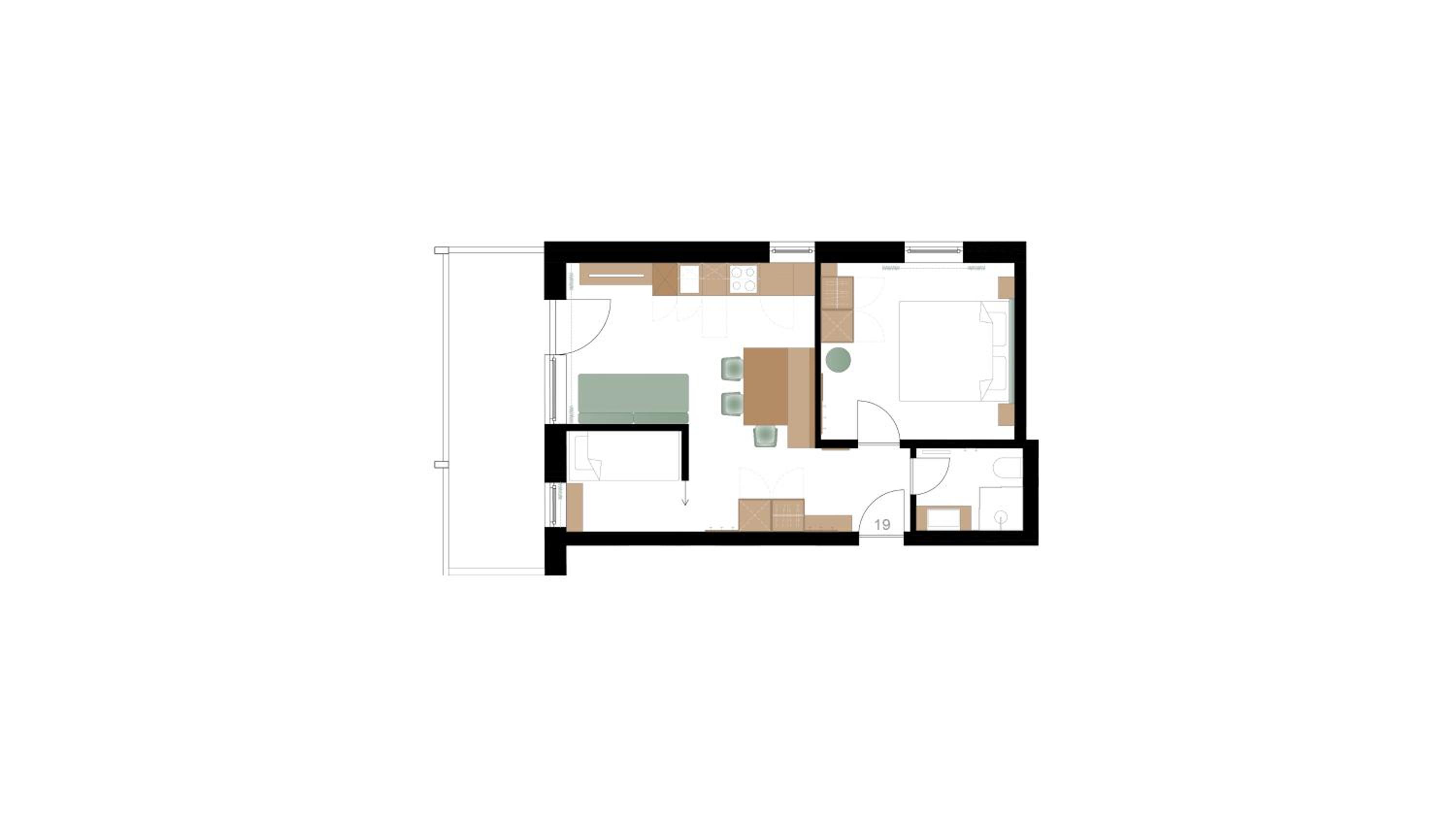Two-Bedroom Apartment with Balcony