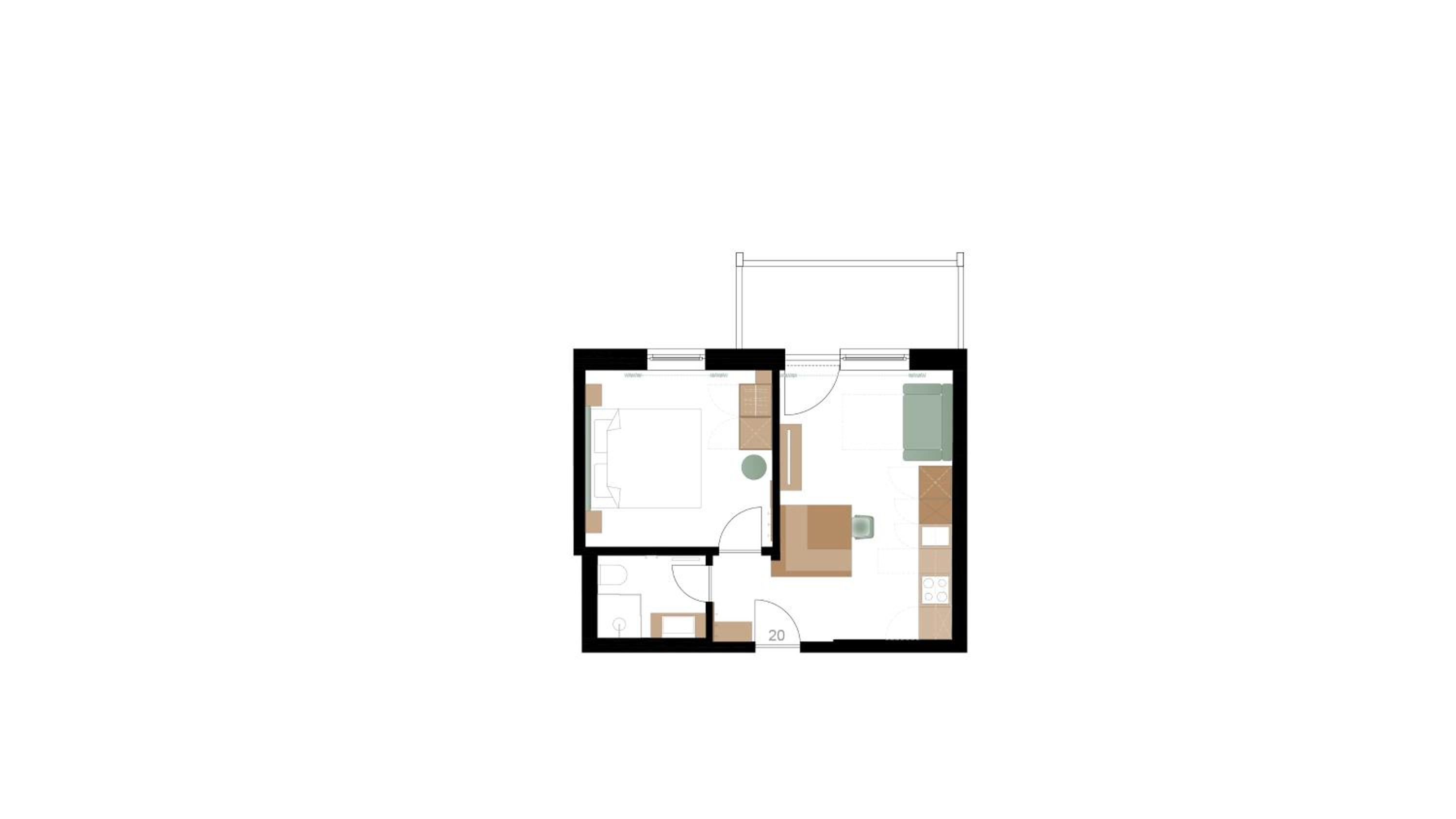 One-Bedroom Apartment with Balcony and Mountain View