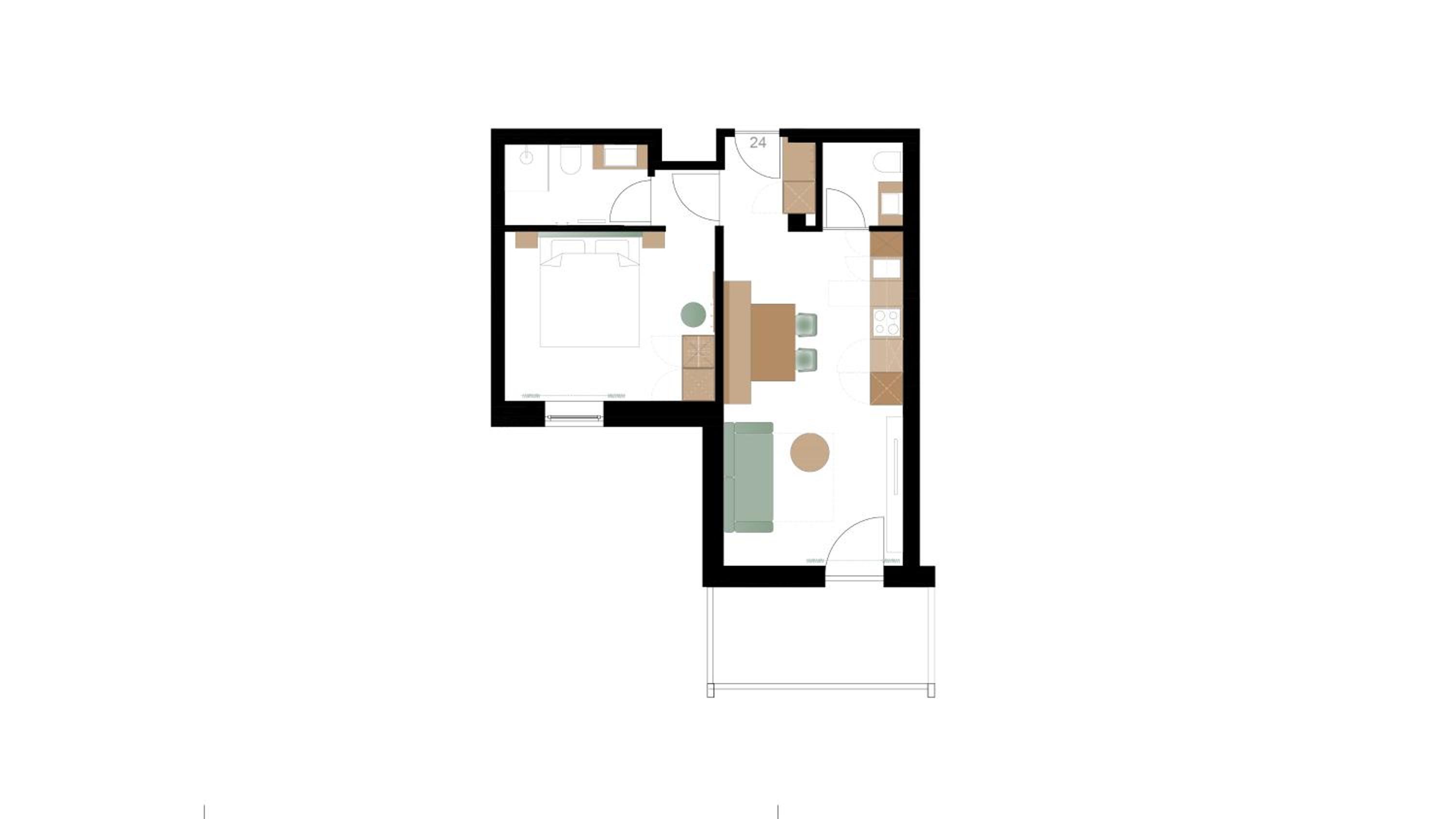 One-Bedroom Apartment with Balcony and Mountain View