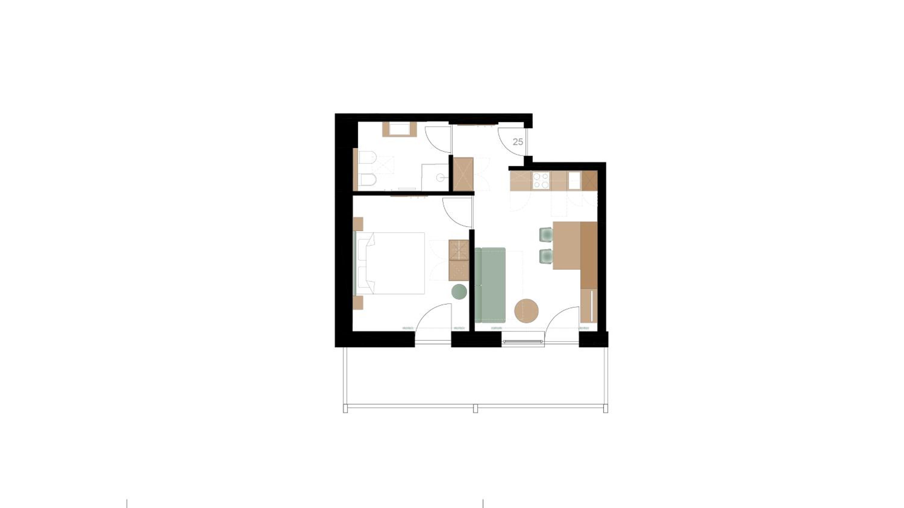 One-Bedroom Apartment with Balcony and Mountain View