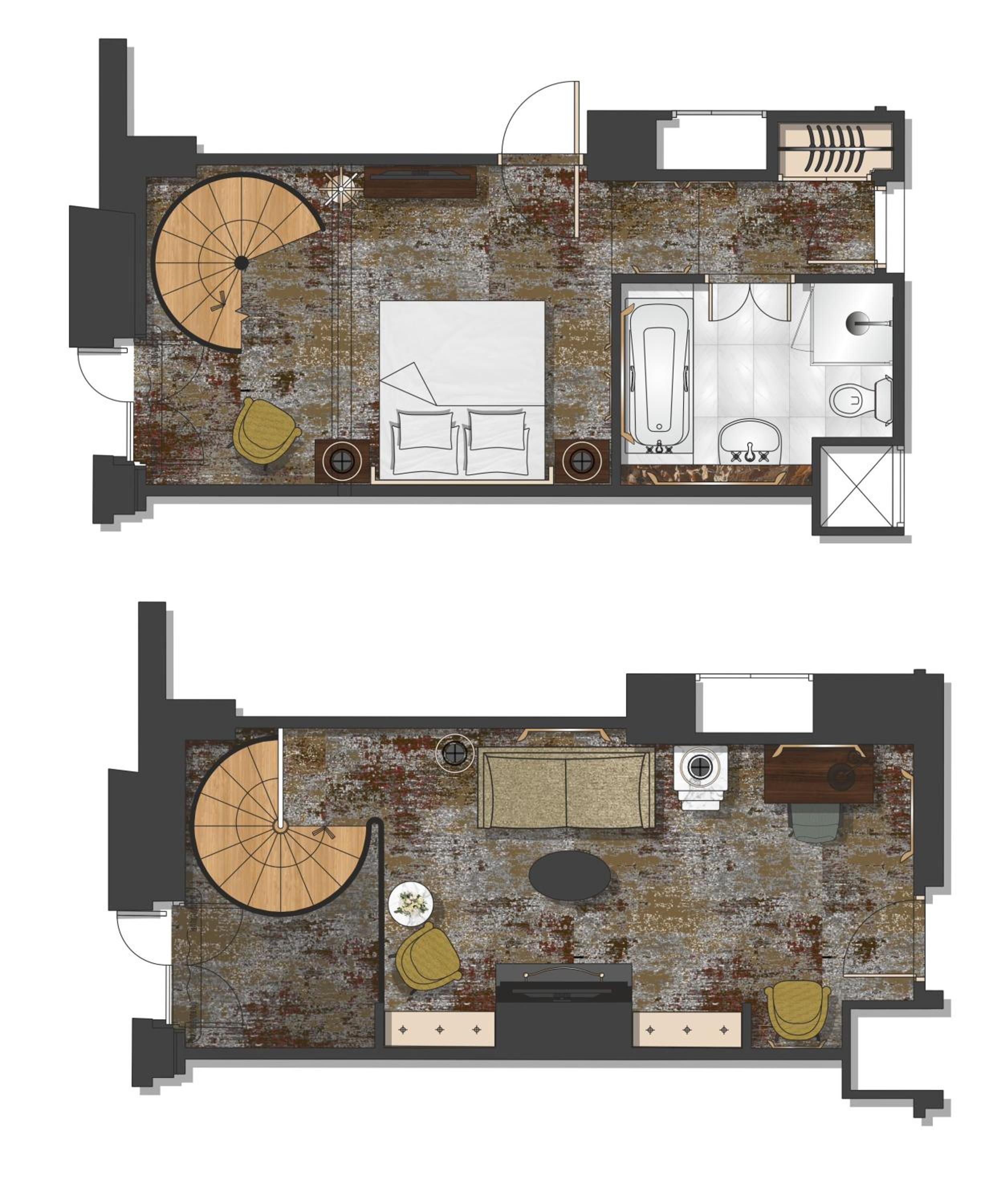 One-Bedroom Bi-Level Library King Suite with City View