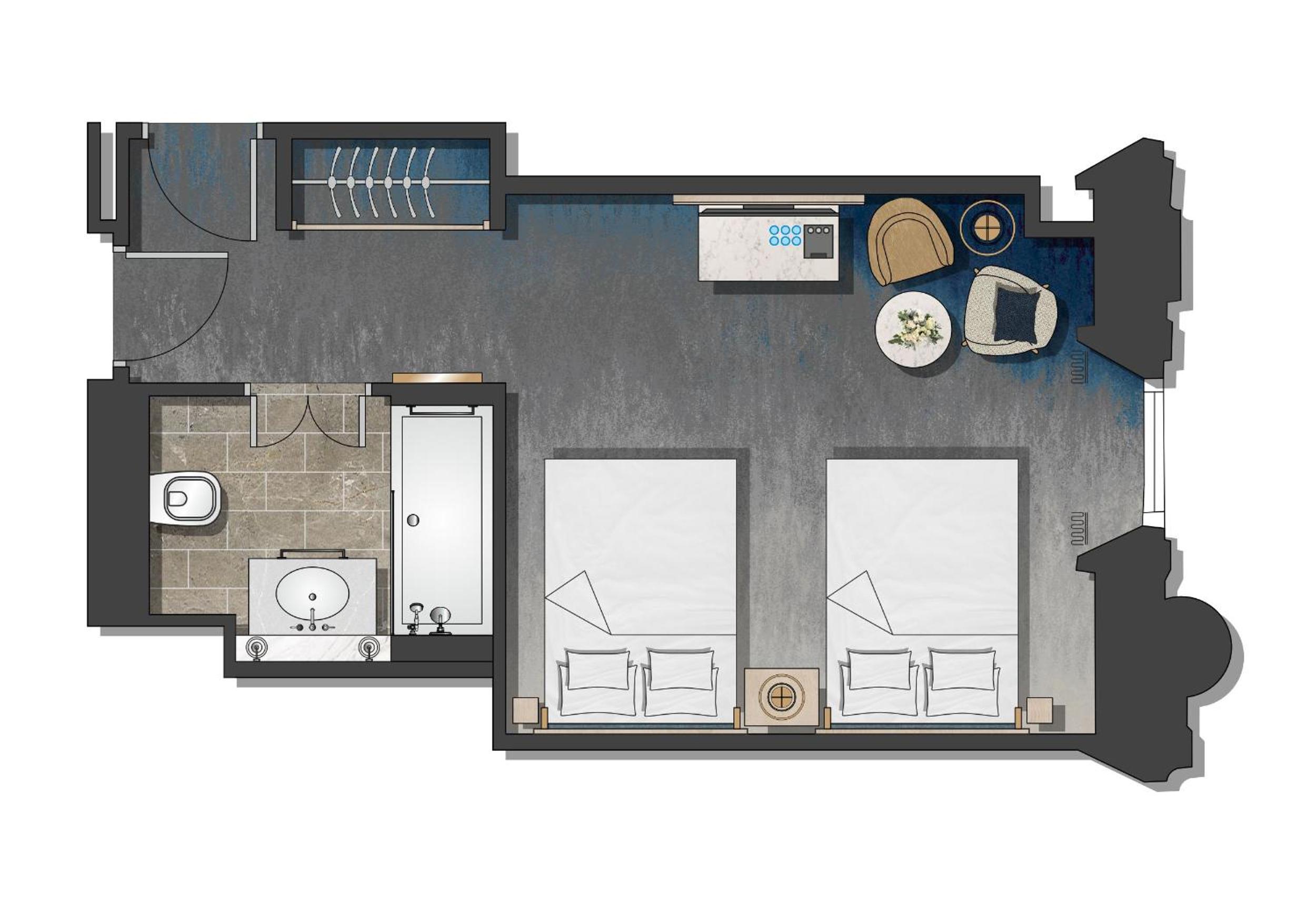 Deluxe Double Room with Two Double Beds and Atrium View thumbnail 5