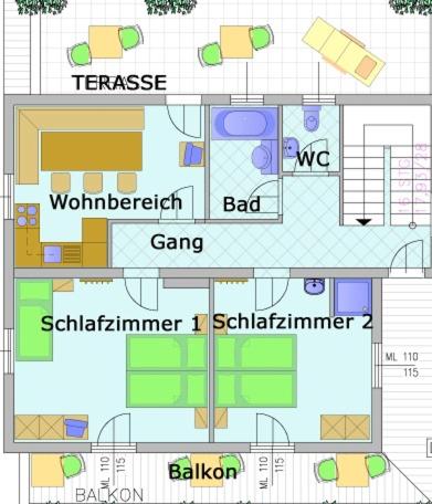 Two-Bedroom Apartment with Balcony and Terrace photo 2