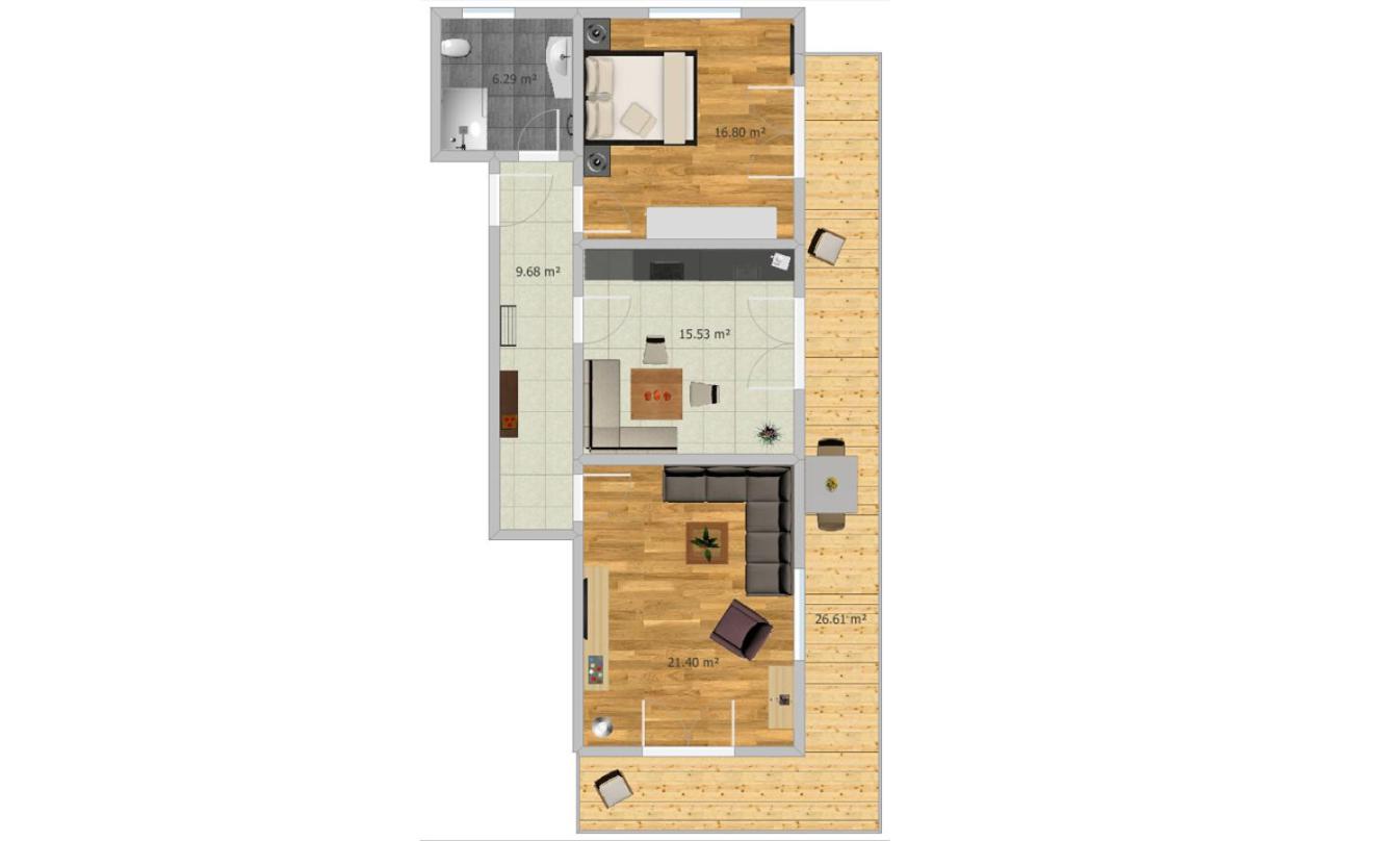 One-Bedroom Apartment with Balcony and Mountain View photo 3