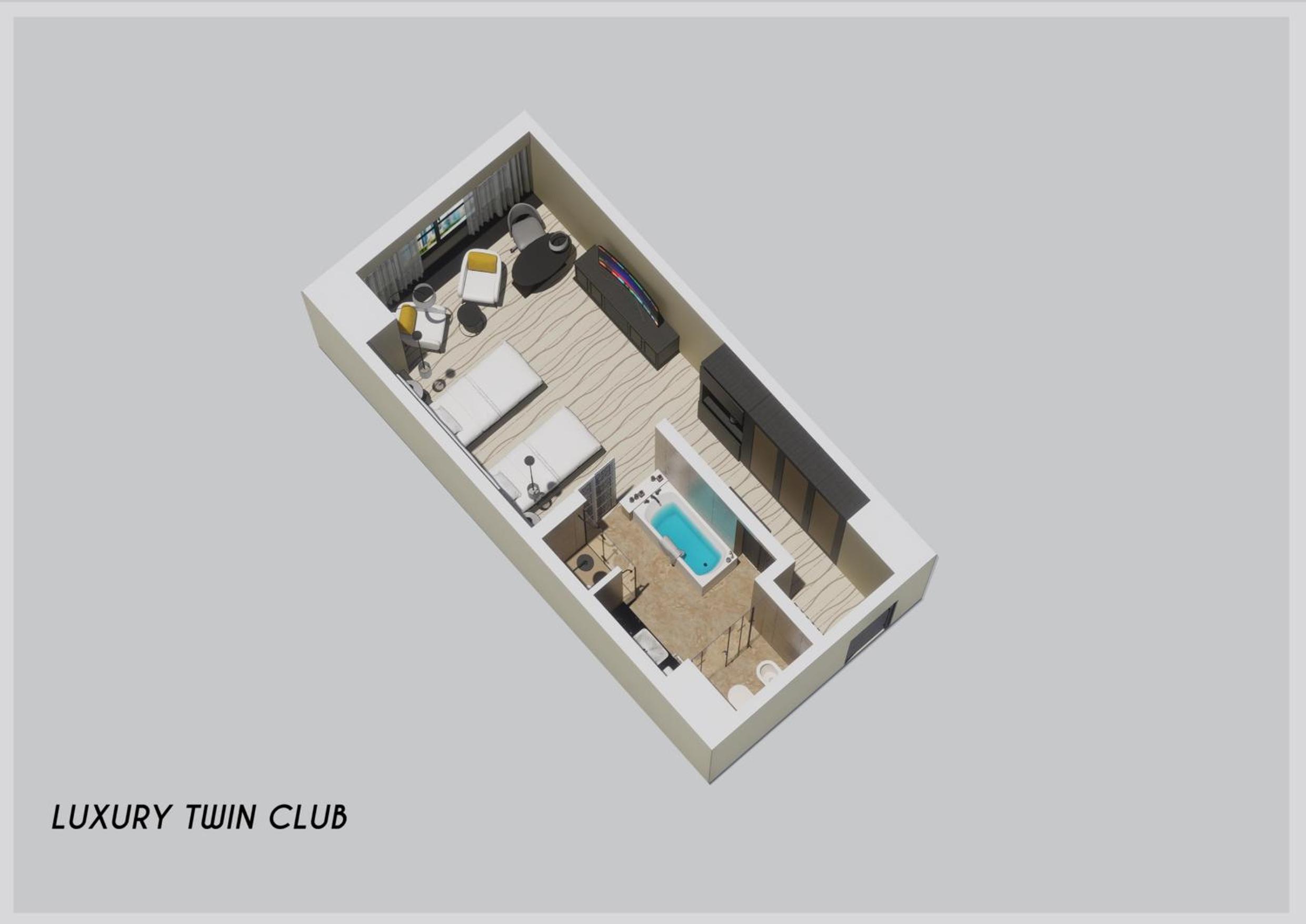 Luxury Club Twin Room with Club Access and Sea or City View photo 3