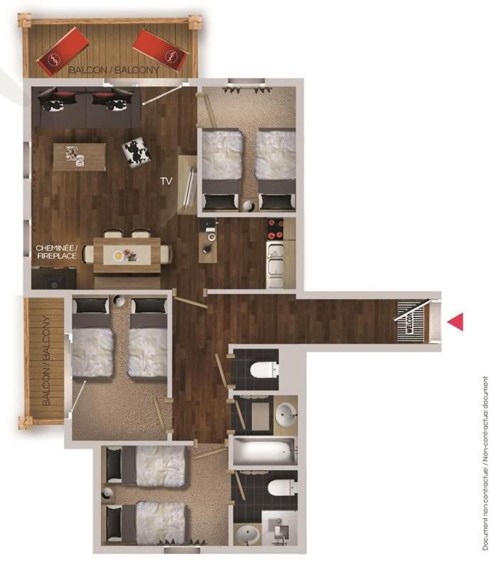 Three-Bedroom Apartment with Fireplace photo 2