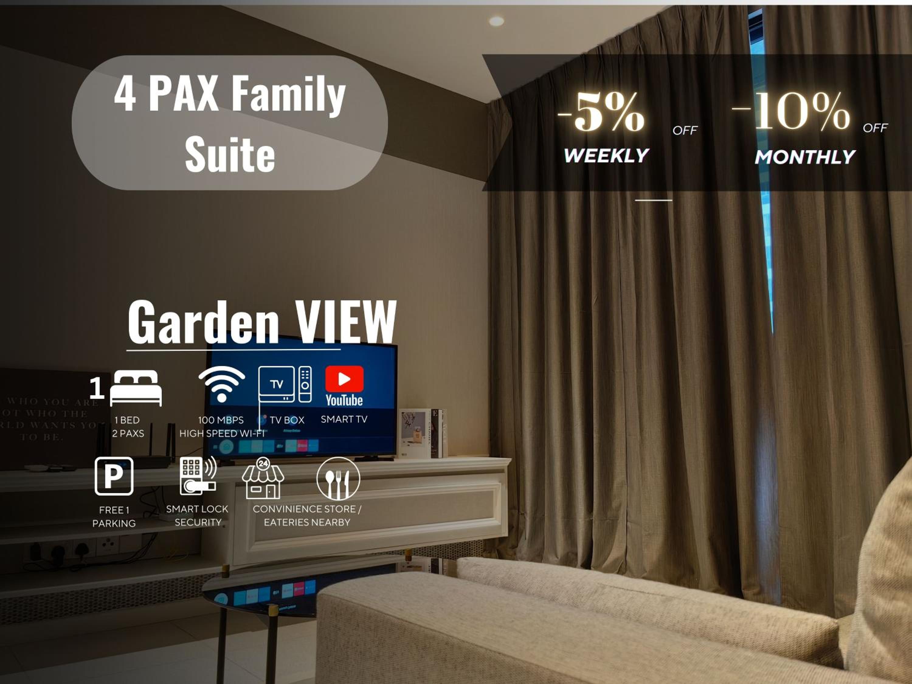 Two-Bedroom Deluxe Apartment with Garden View