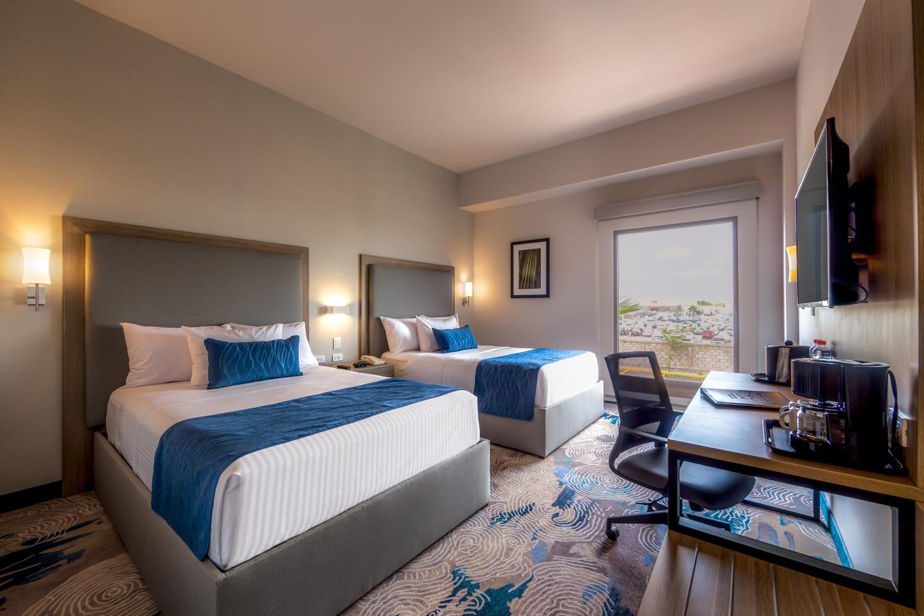 Double Room with Two Double Beds and Roll in Shower - Accessible/Non-Smoking