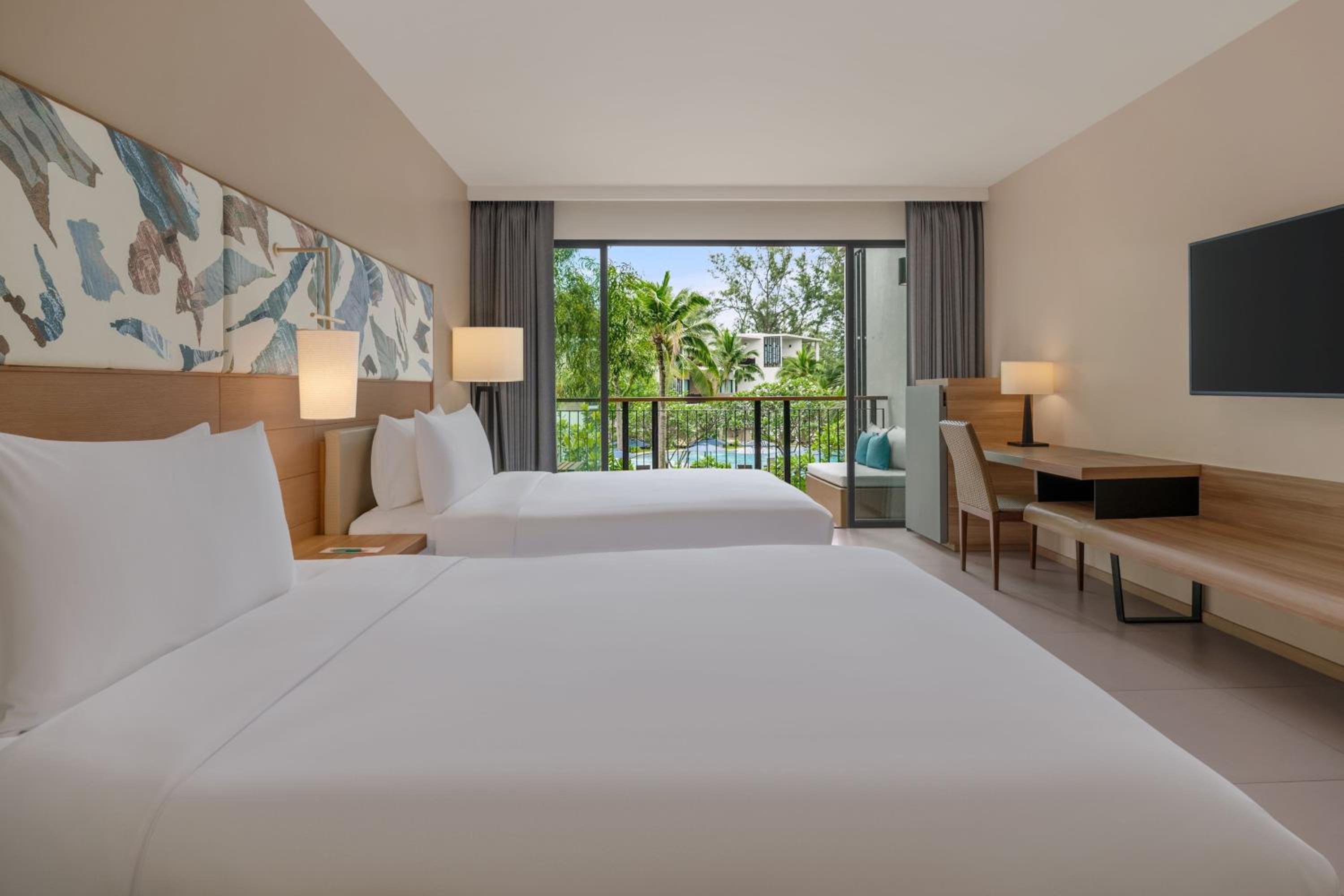 Deluxe Double Room with Two Double Beds and Balcony - Pool View - Photo 1