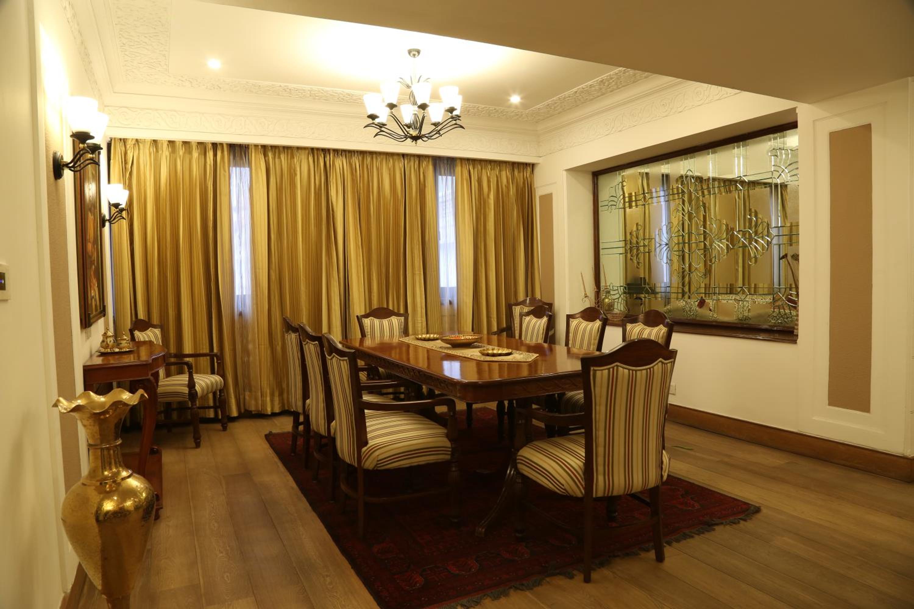 Ashok Heritage Suite - A soft drink and cookie platter on the day of arrival, 1 bottle Indian wine (house brand) for the entire stay. Ø 25% discount on food & soft beverages only in The Ashok Hotel F&B outlets. Additional Butler service Ashok Heritage Suite - A soft drink and cookie platter on the day of arrival, 1 bottle Indian wine (house brand) for the entire stay. Ø 25% discount on food & soft beverages only in The Ashok Hotel F&B outlets. Additional Butler service
