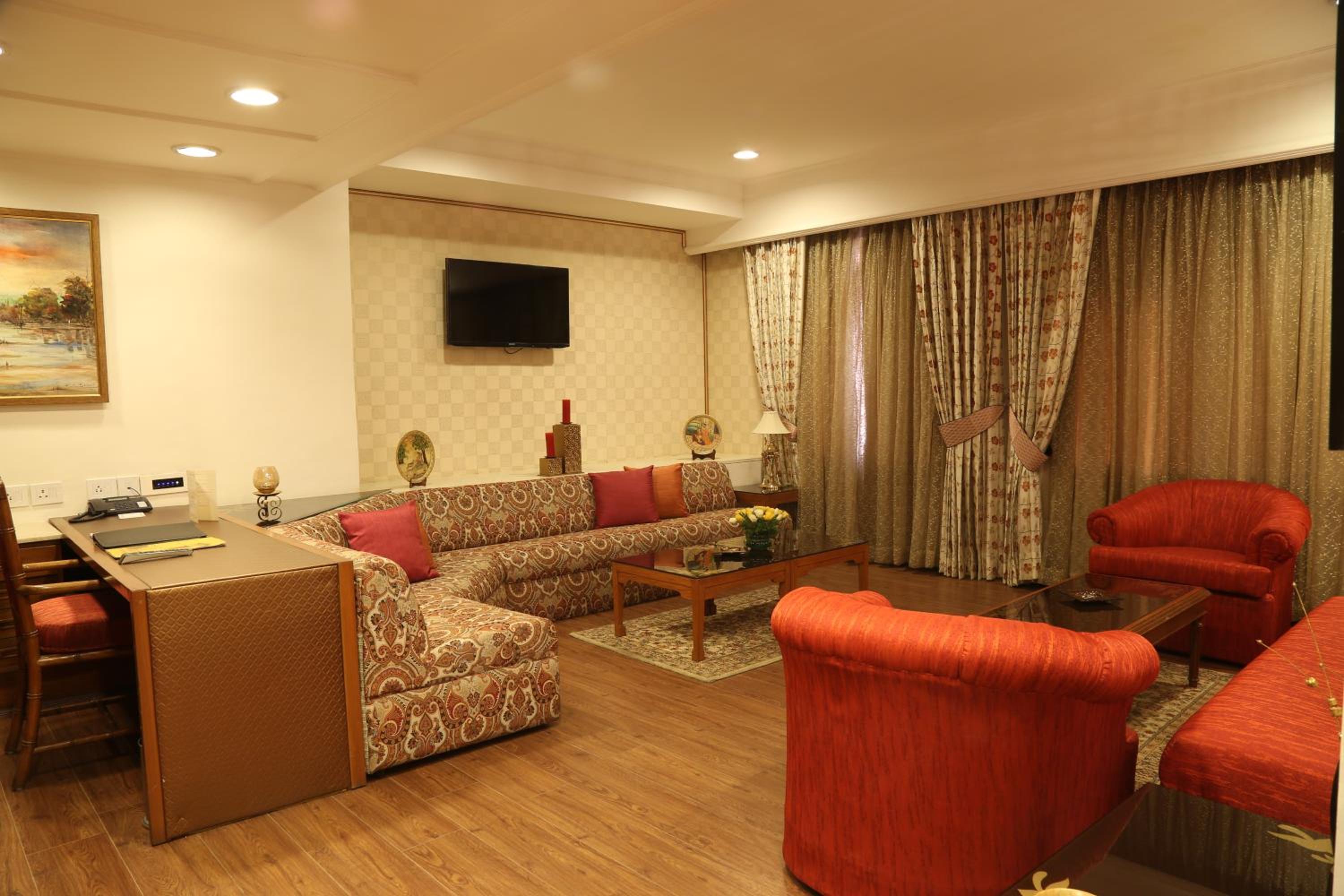 Ashok Heritage Suite - A soft drink and cookie platter on the day of arrival, 1 bottle Indian wine (house brand) for the entire stay. Ø 25% discount on food & soft beverages only in The Ashok Hotel F&B outlets. Additional Butler service Ashok Heritage Suite - A soft drink and cookie platter on the day of arrival, 1 bottle Indian wine (house brand) for the entire stay. Ø 25% discount on food & soft beverages only in The Ashok Hotel F&B outlets. Additional Butler service