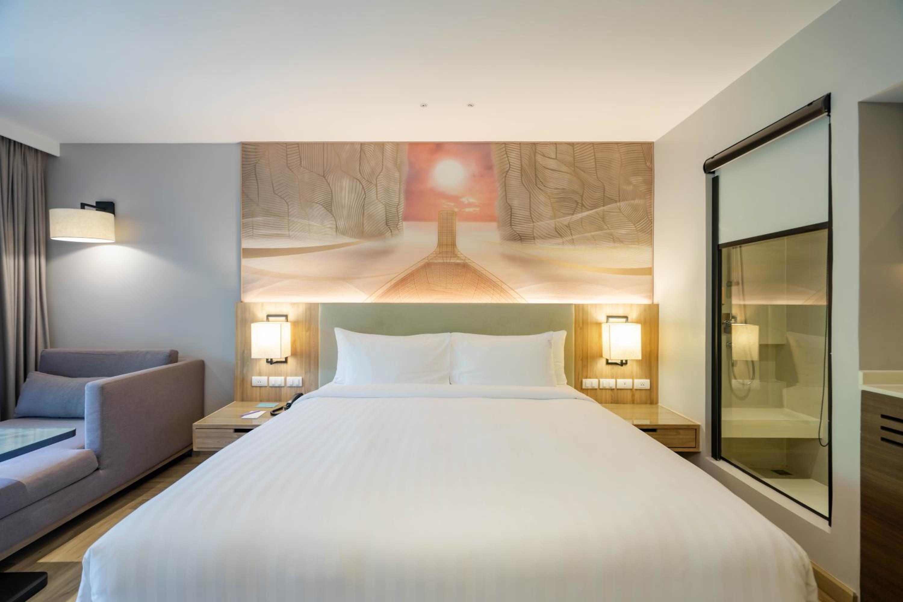 豪华阳台大床房,带花园景观