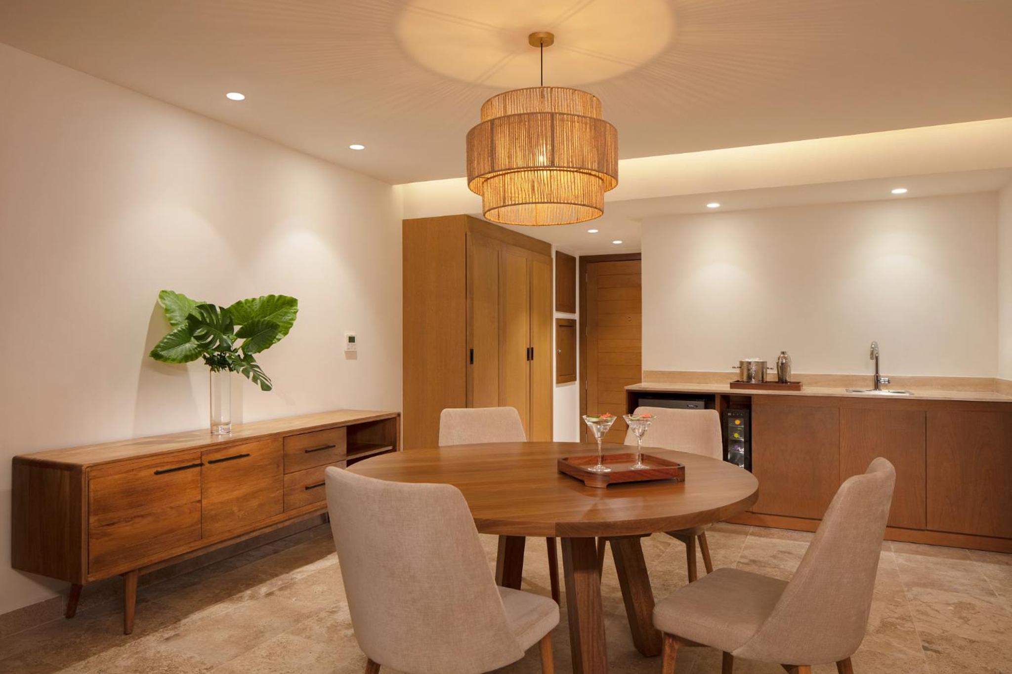 "Savor meals in this elegant dining space."