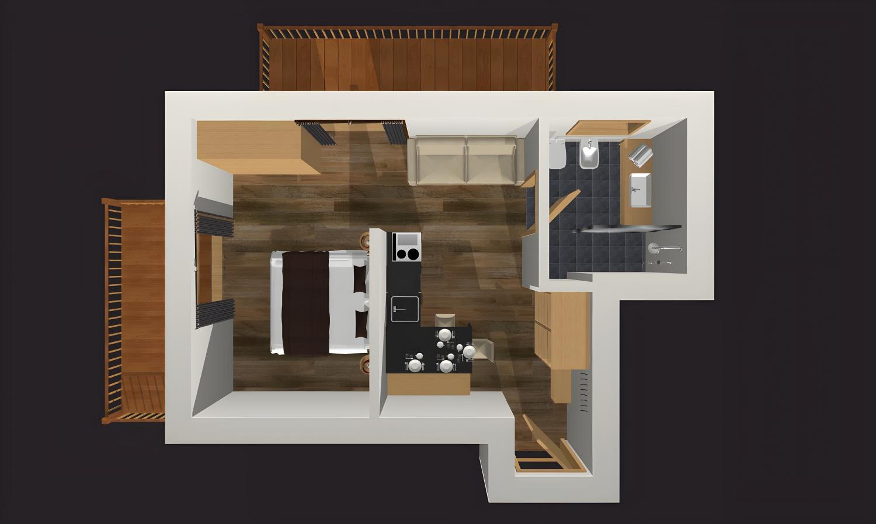 One-Bedroom Apartment with Balcony and Mountain View
