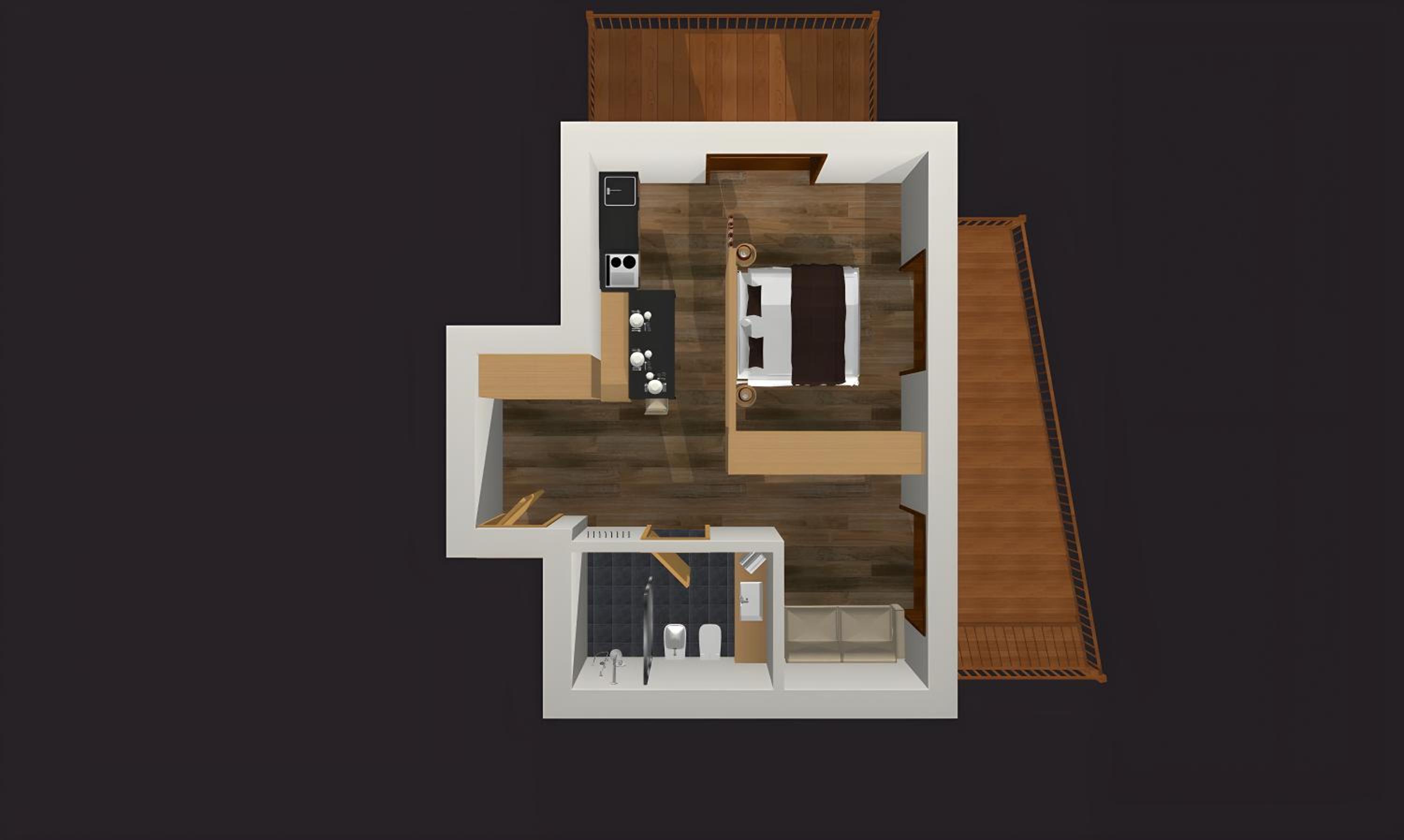 One-Bedroom Apartment with Balcony and Mountain View