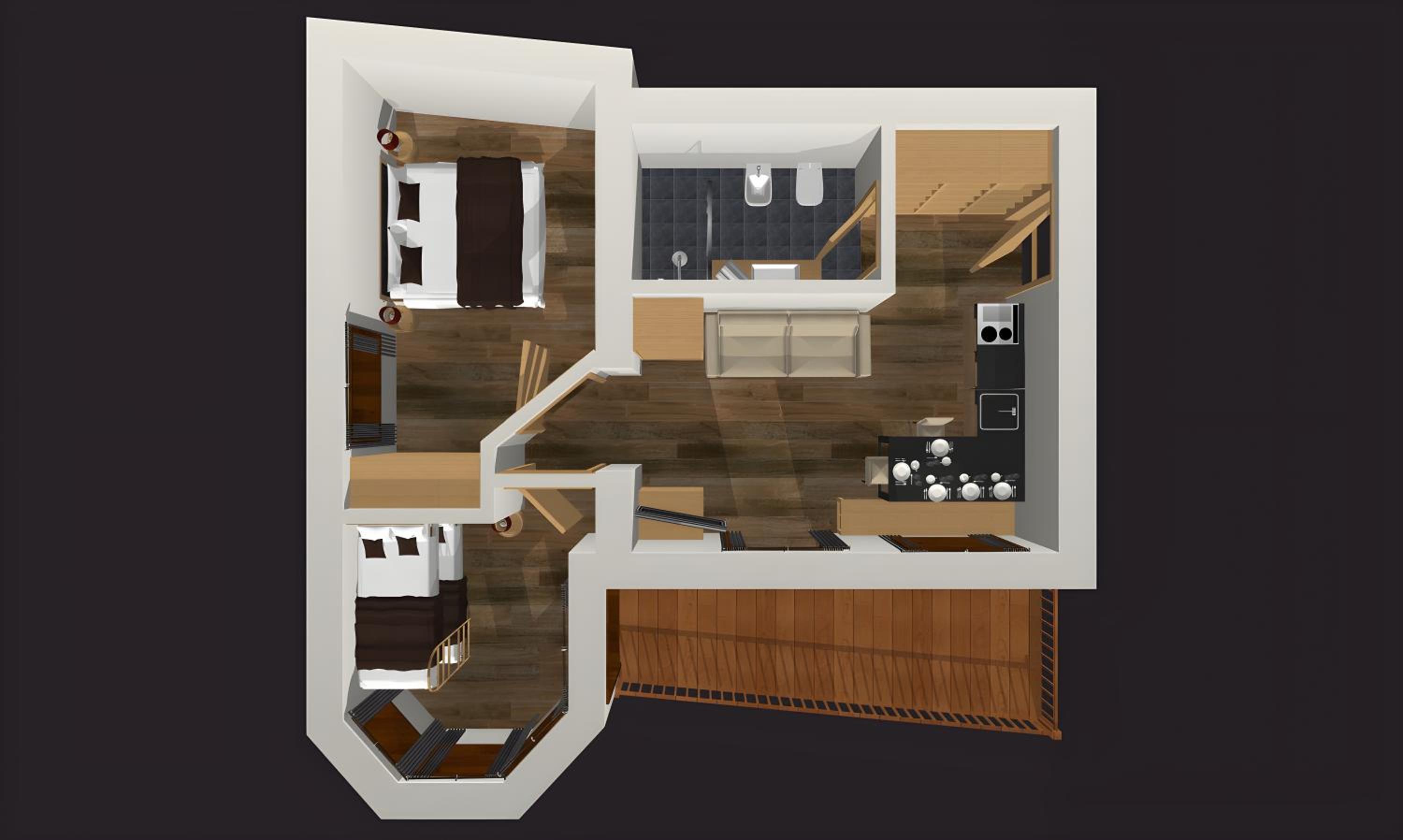 Two-Bedroom Apartment with Mountain View