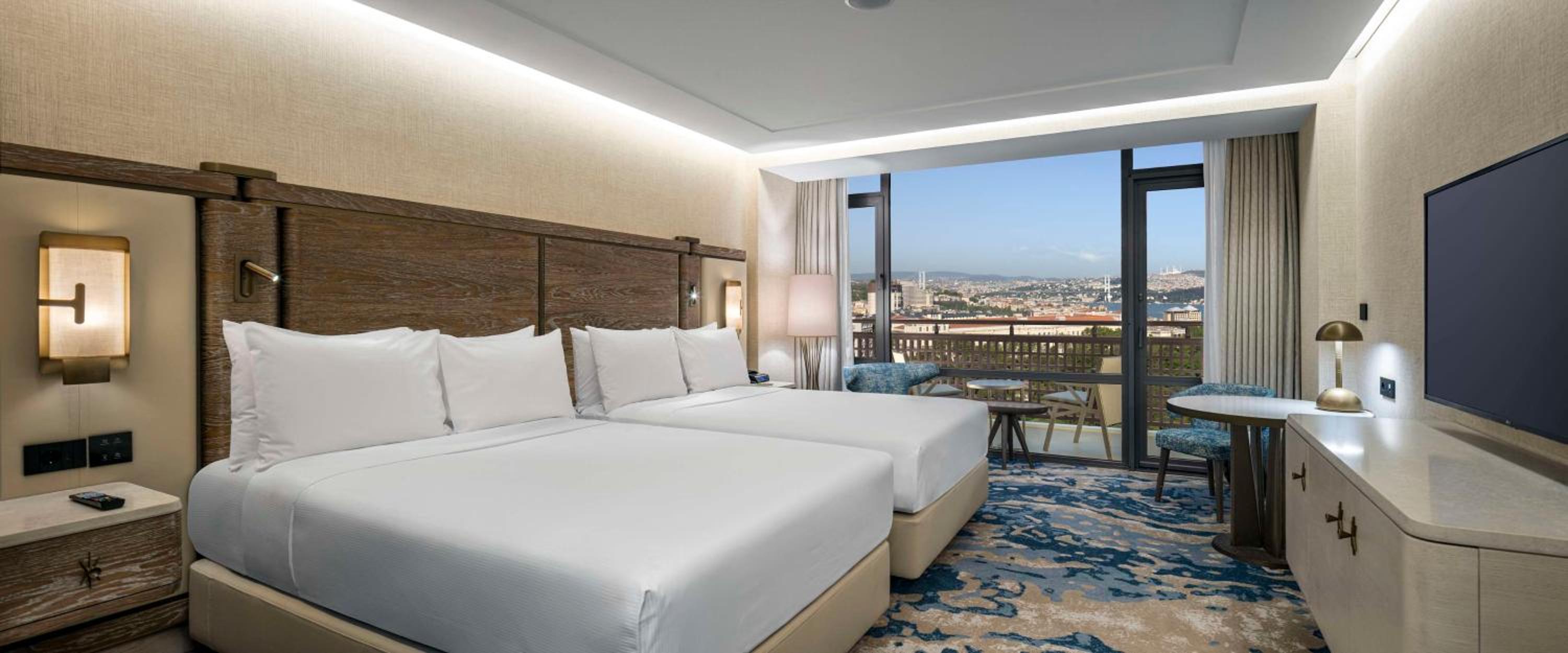 Deluxe Double Room with Two Double Beds and Bosphorus View