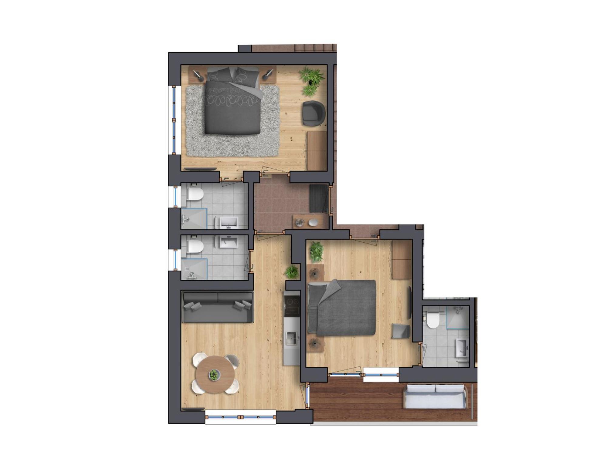 Two-Bedroom Apartment with Mountain View photo 2
