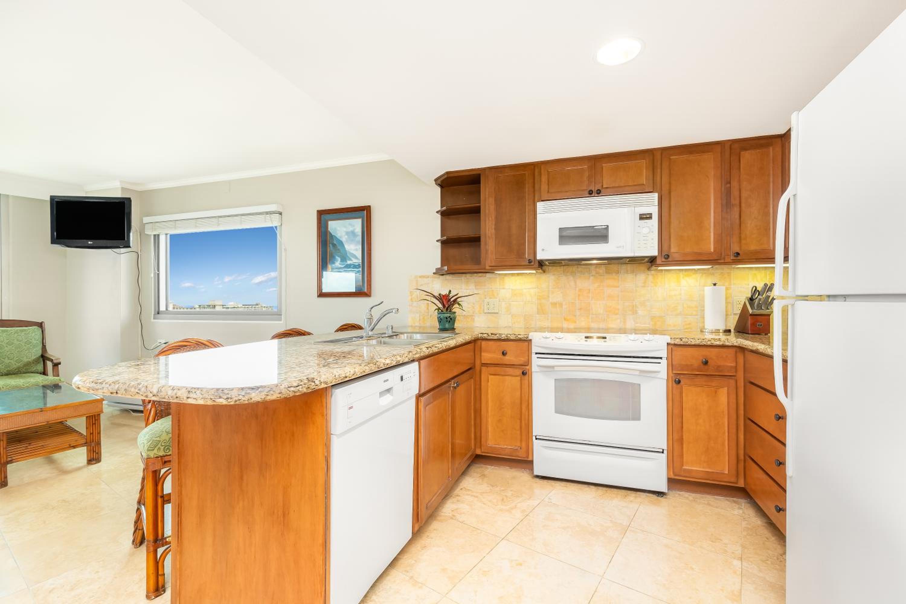 Ocean View One Bedroom Suite with Two Queen Beds and Kitchen