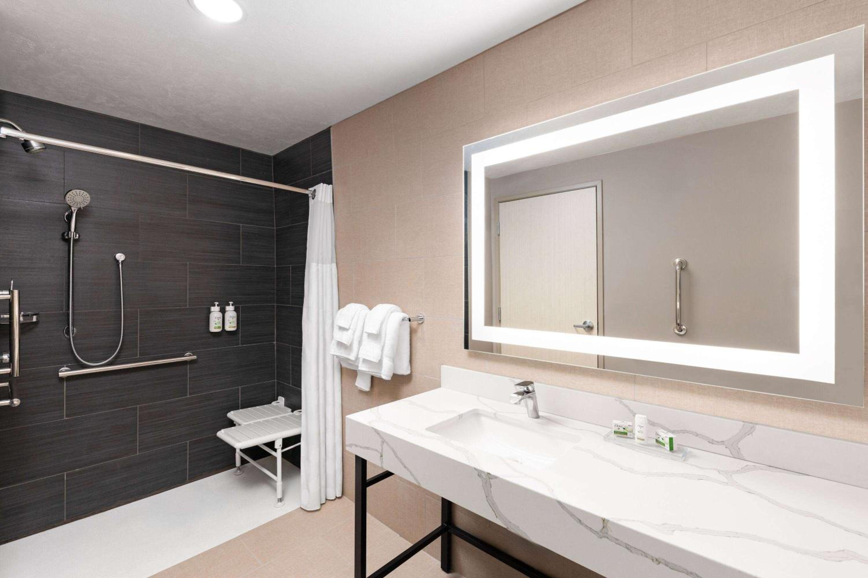 King Room with Roll In Shower and Sofa Bed - Mobility/Hearing Accessible - Non-Smoking