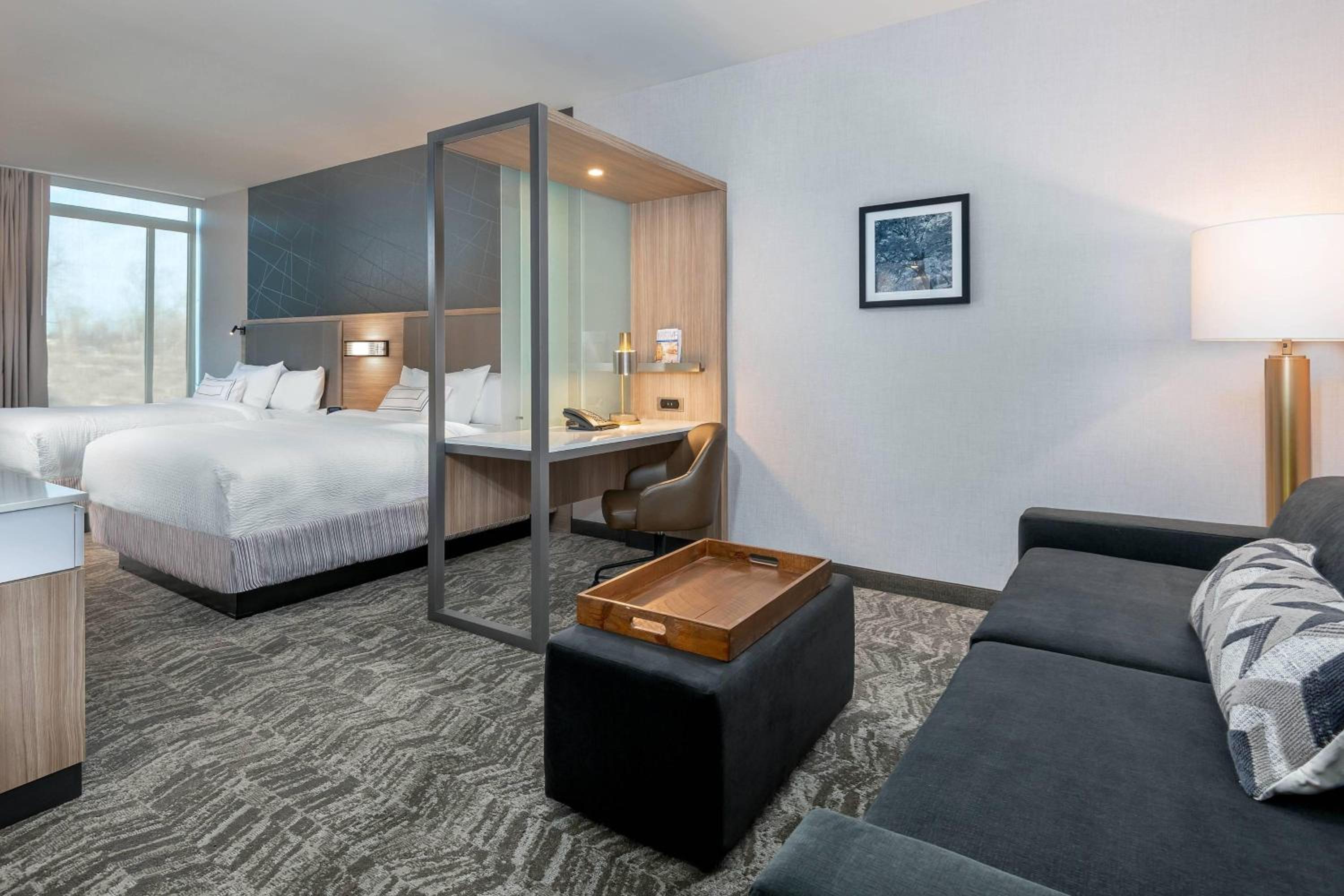 Queen Suite with Two Queen Beds, Roll-In Shower and Sofa Bed - Mobility Access/Hearing Accessible