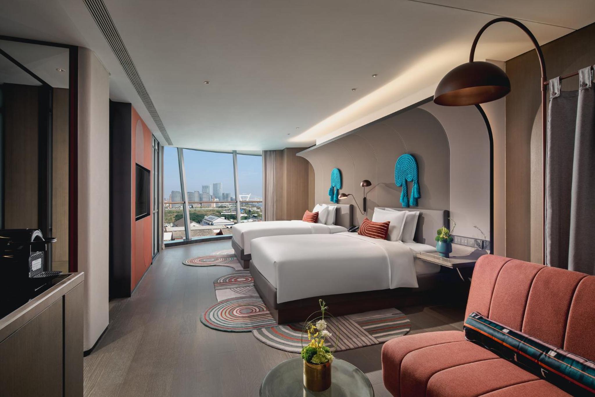 Premium Double Room with Two Double Beds and City View