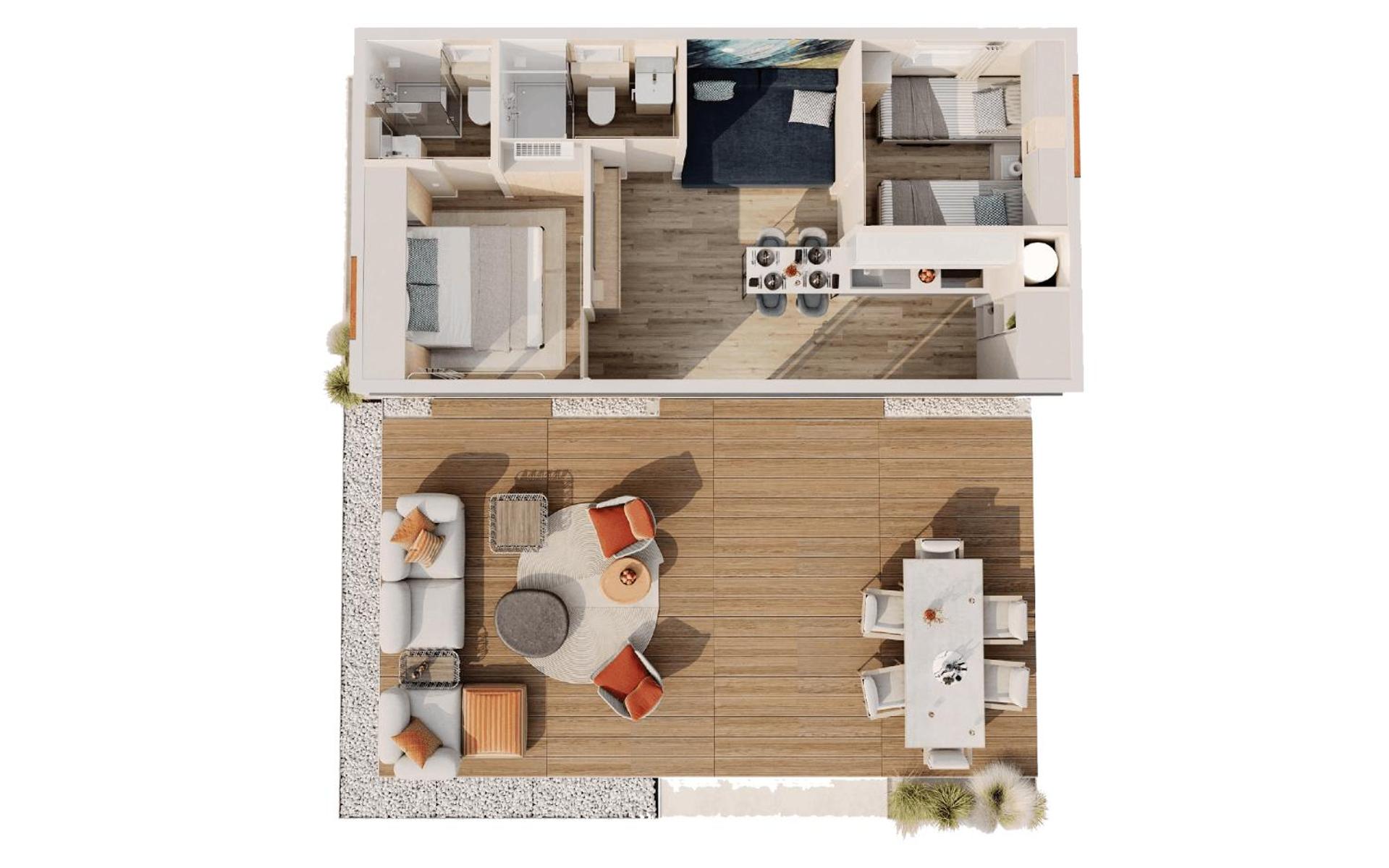 Premium Two-Bedroom Mobile Home with Terrace - Seaside