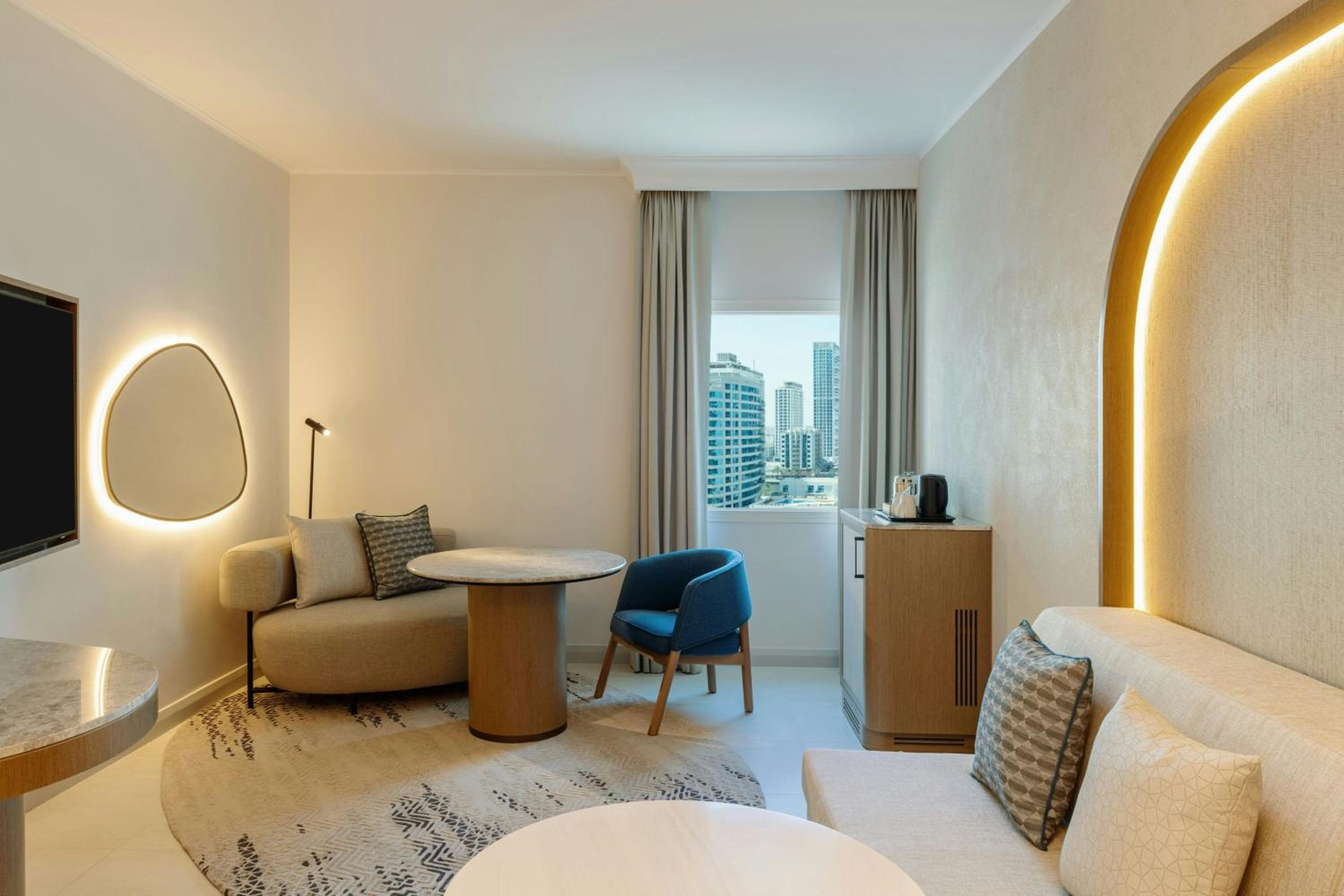 Junior Suite JBR View - Including Lounge Access with Afternoon Tea, Evening Cocktail Hours, Soft Refreshments & Canapes, Private beach Access