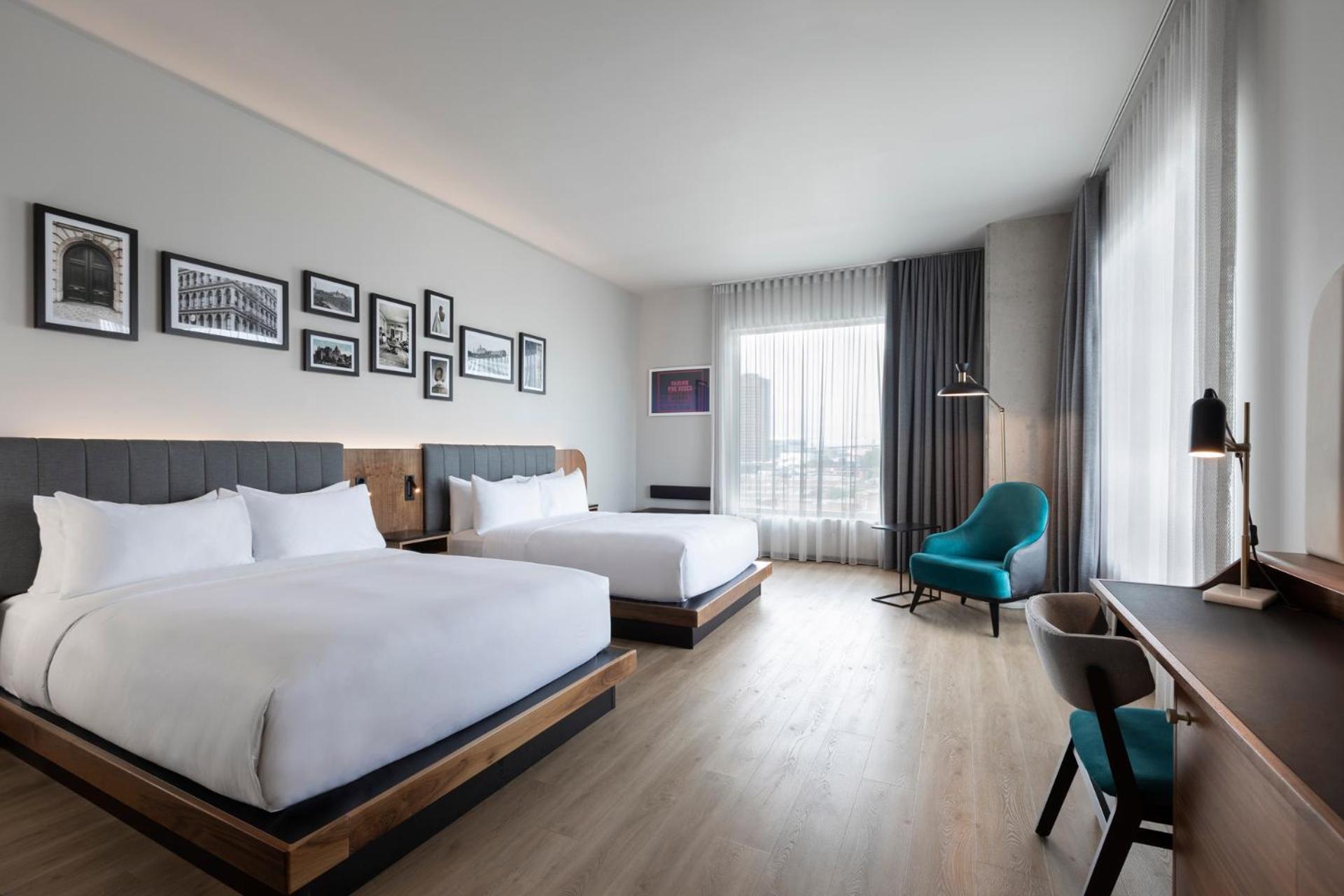 Queen Room with Two Queen Beds and City View - Mobility Accessible Shower