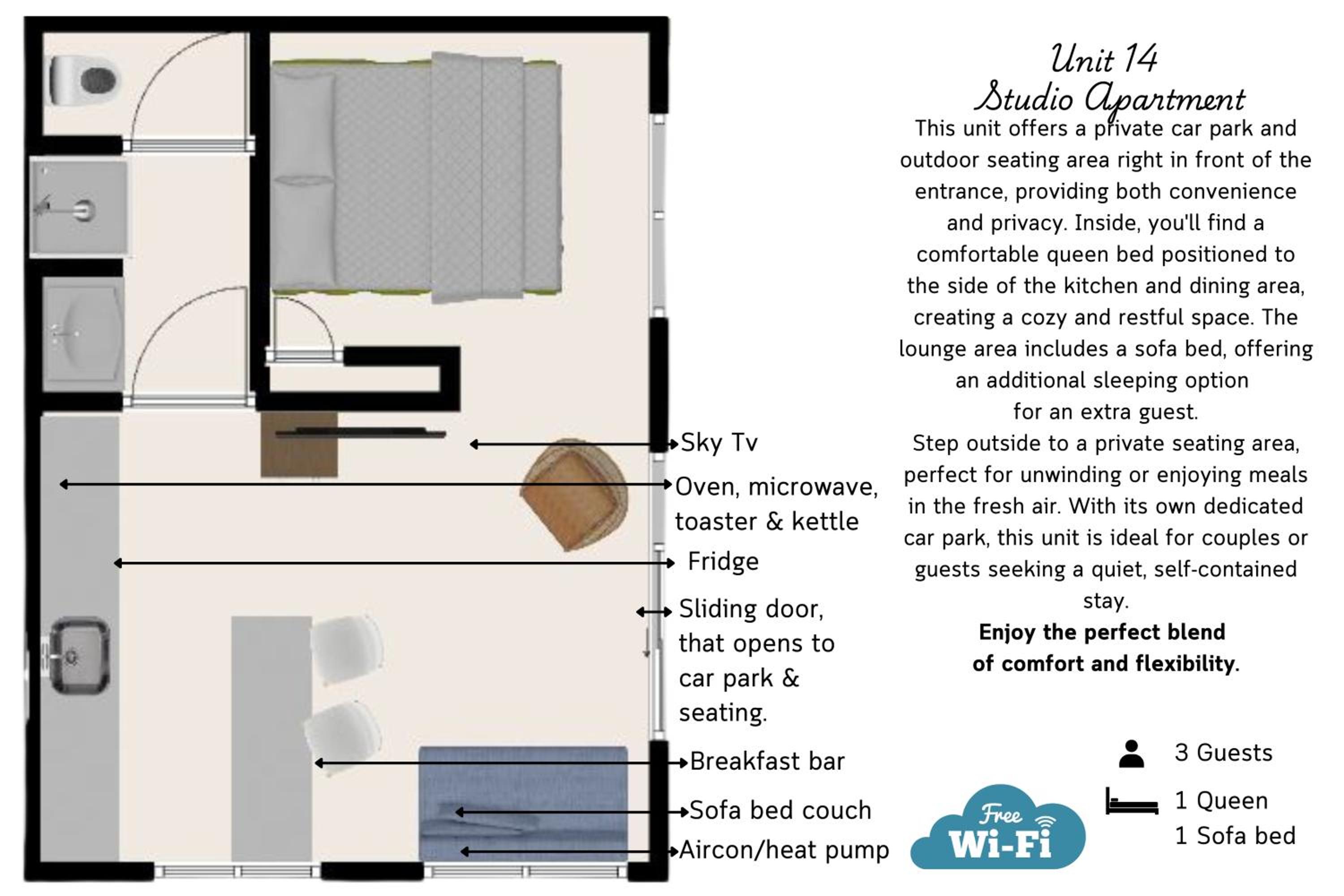 Studio Apartment with Queen Bed