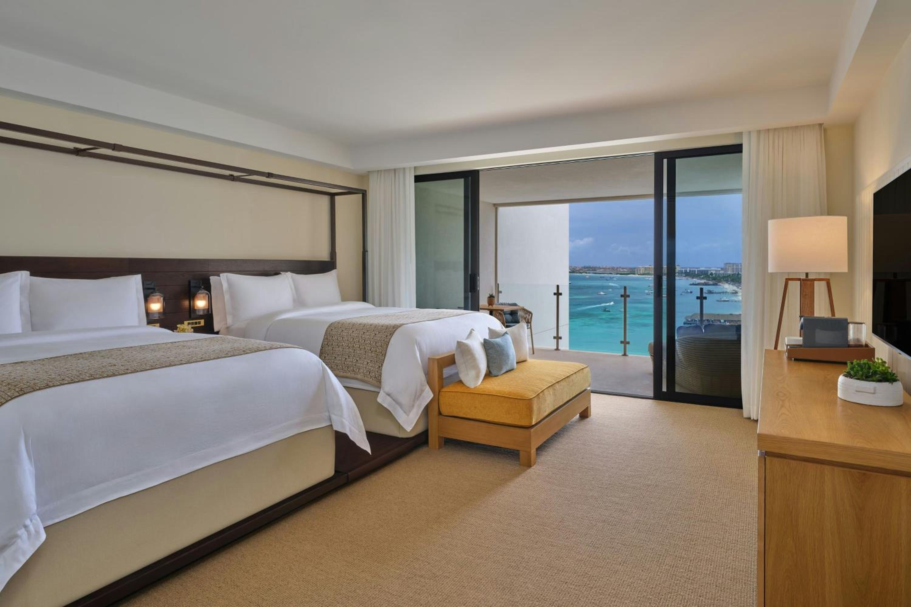 Deluxe Double Room with Two Double Beds, Balcony and Ocean View