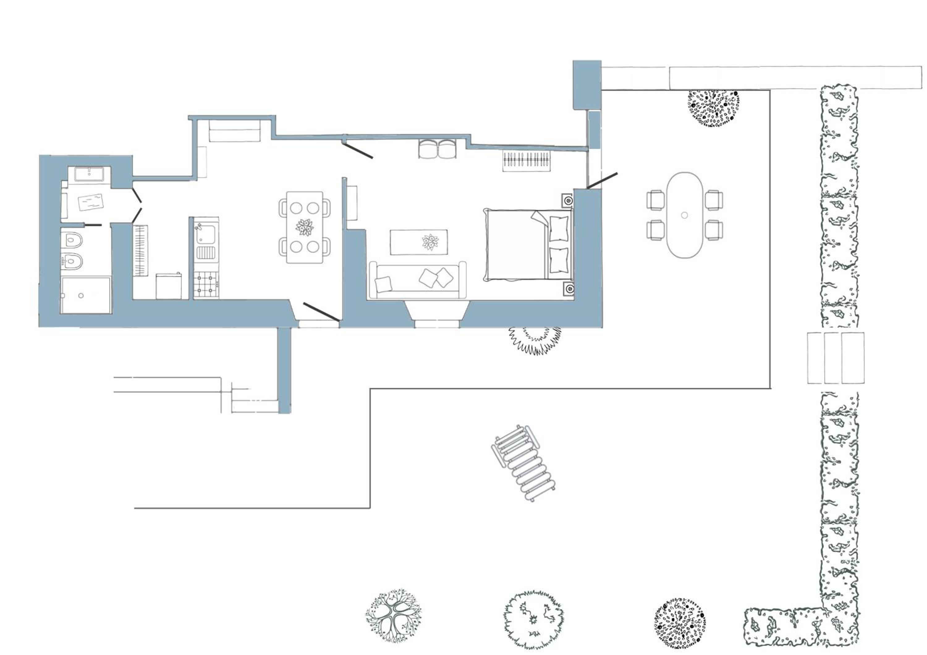 One-Bedroom Apartment with Garden