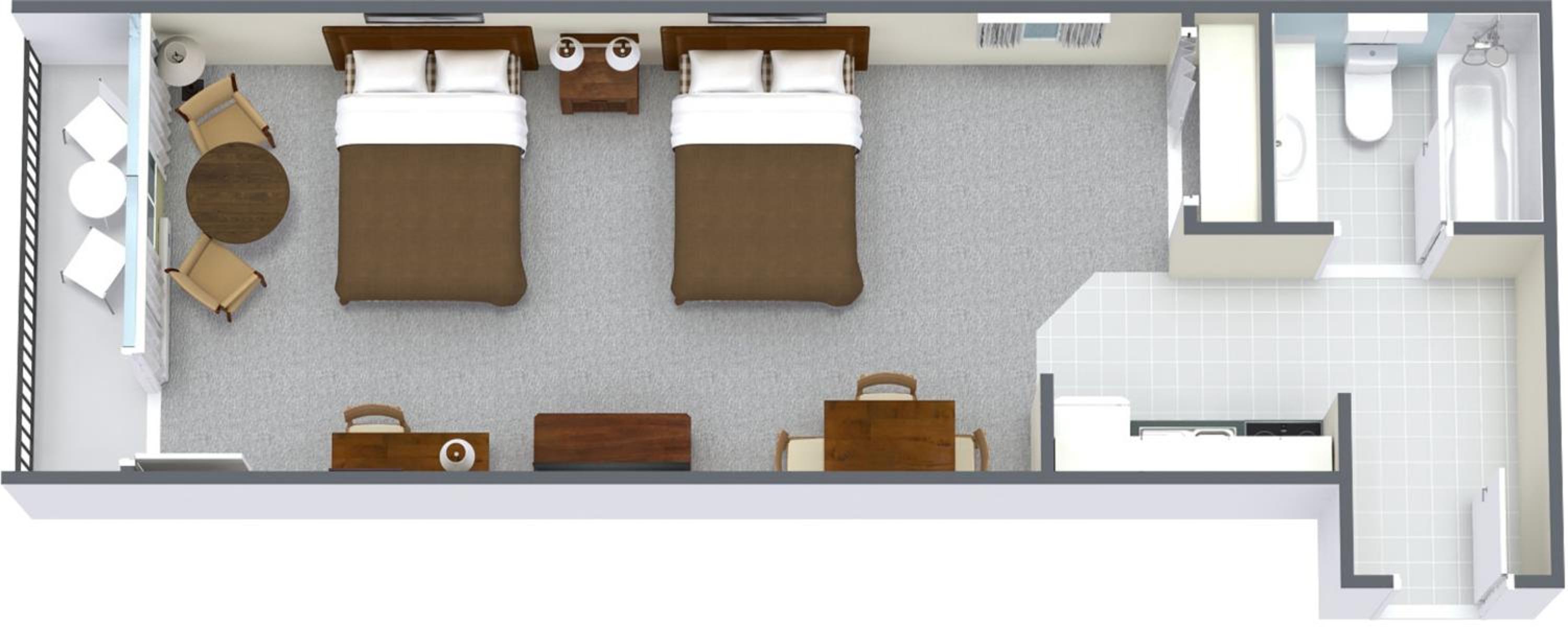 1 Room Side Ocean View Efficiency with 2 Queen Beds and 1 Sleeper Sofa - T3 photo 3