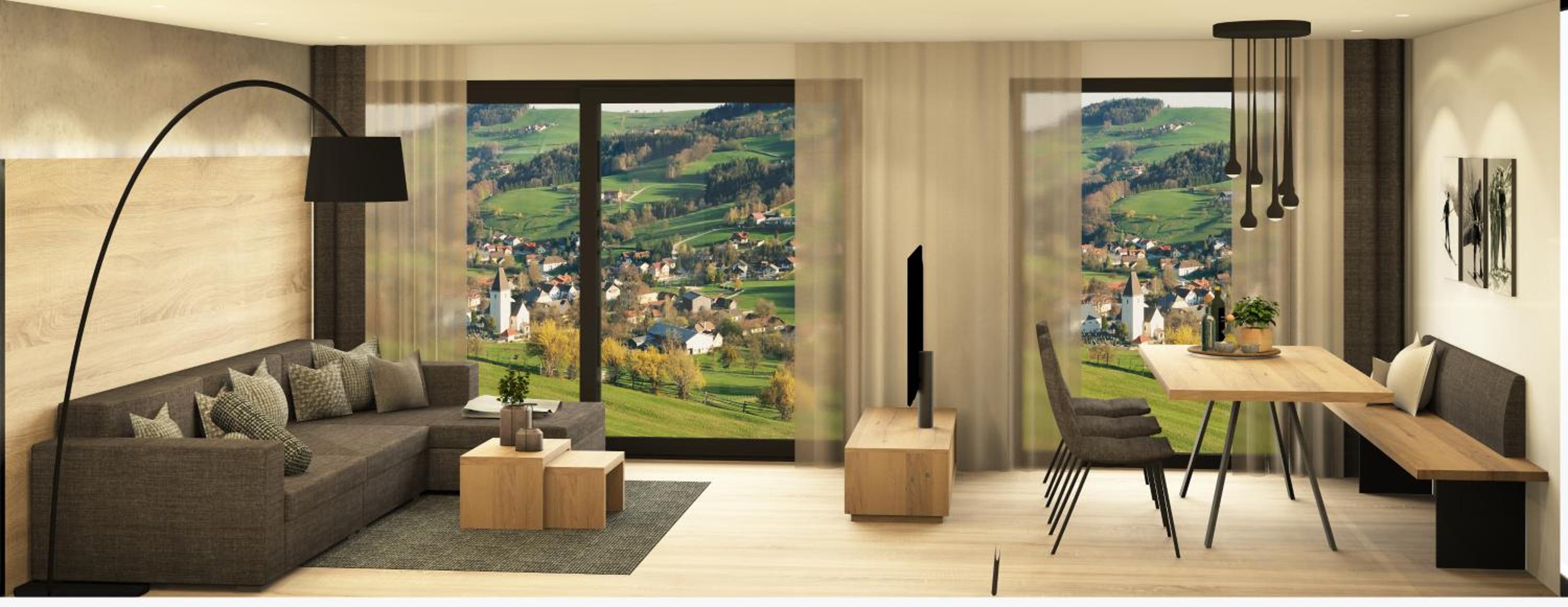 Three-Bedroom Apartment with Mountain View