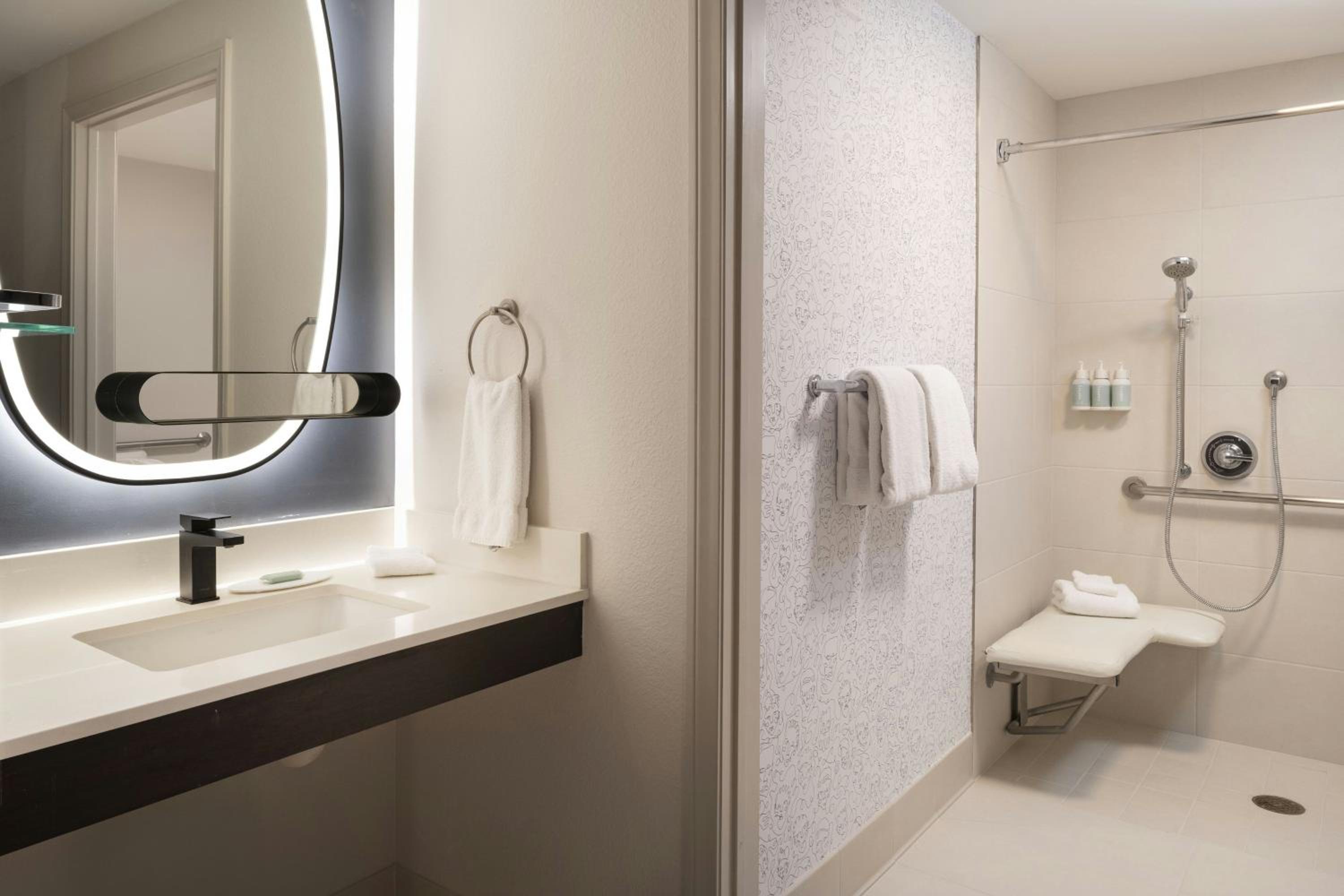 King Studio with Sofa Bed - Mobility and Hearing Accessible with Roll-in Shower