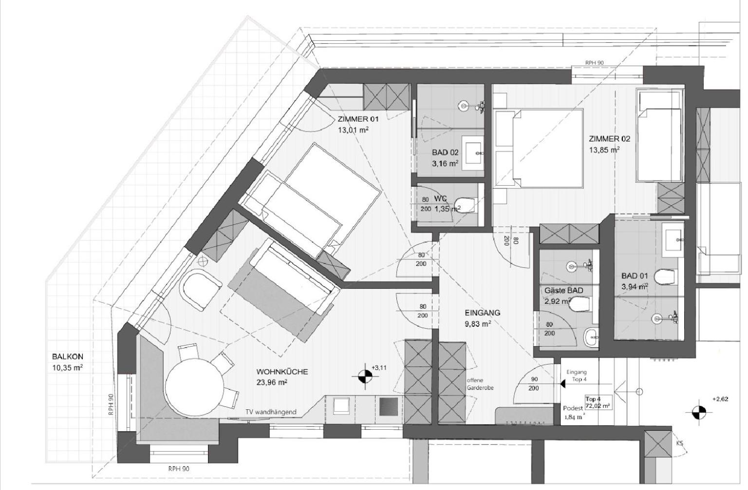 Two-Bedroom Apartment with Mountain View