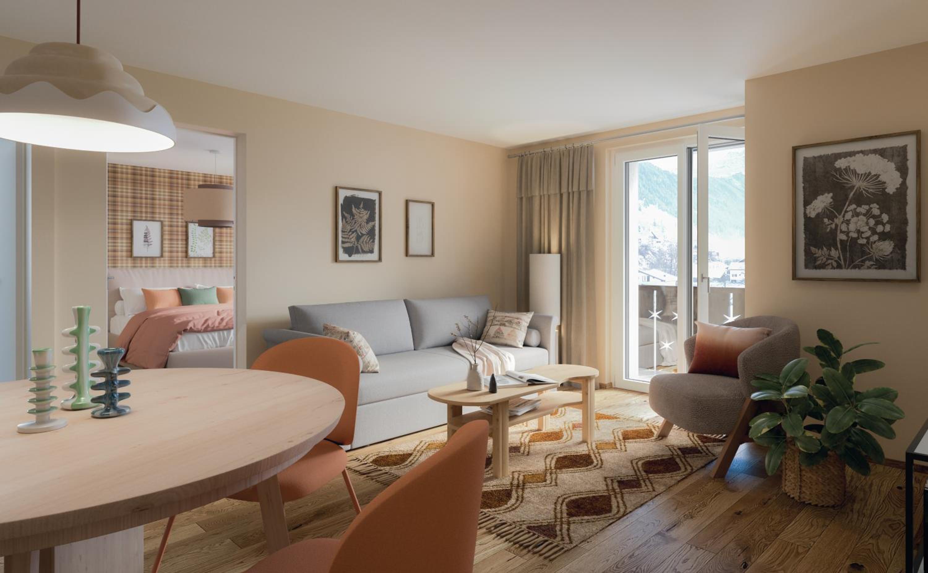 One-Bedroom Apartment with Balcony and Mountain View   photo 2
